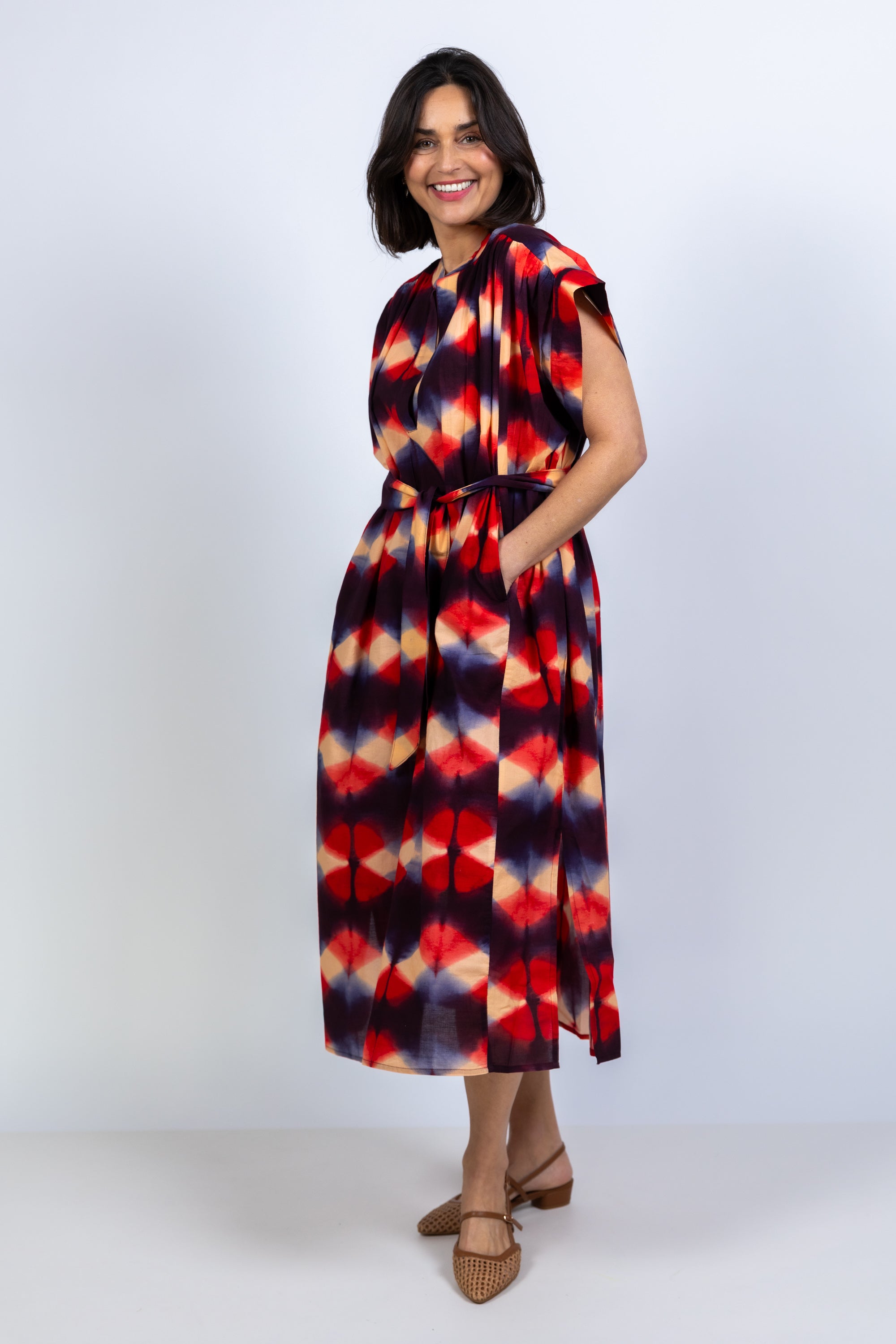 Jurk met ceintuur - Rood