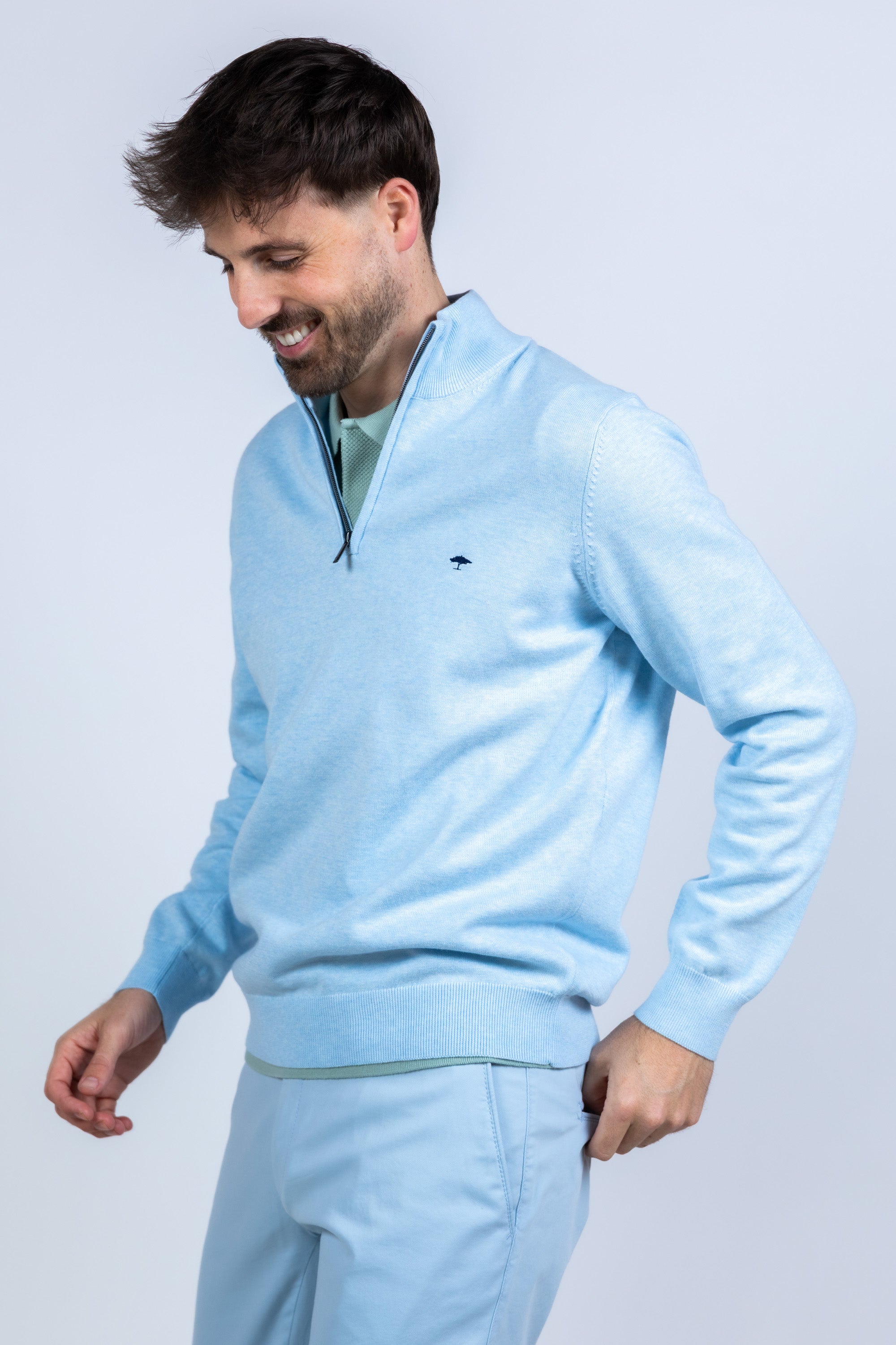 Trui met rits - Bleu