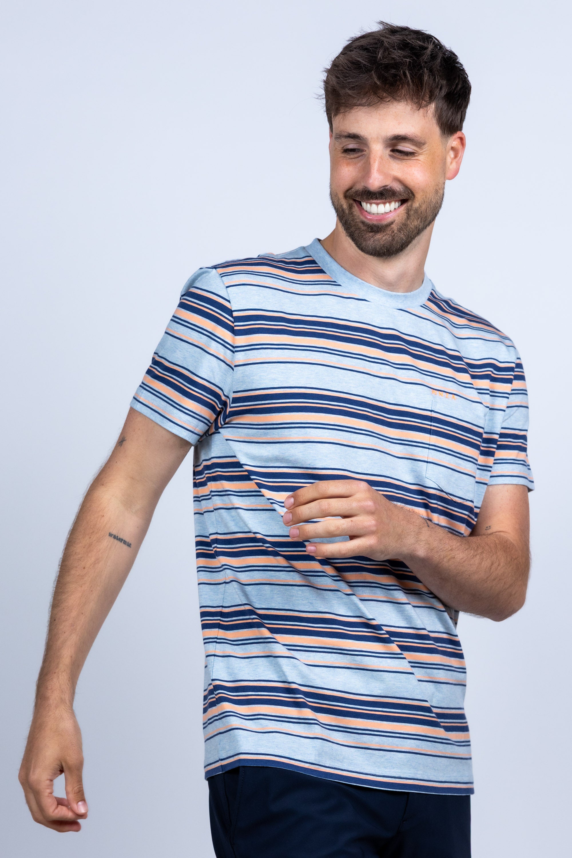 T-shirt met strepen - Bleu