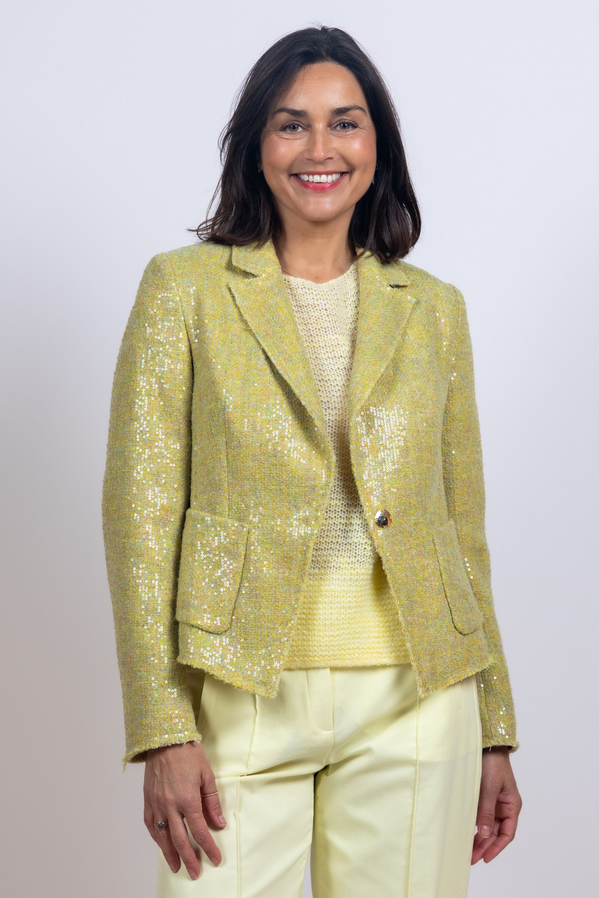 Blazer met pailletten - Citroengeel