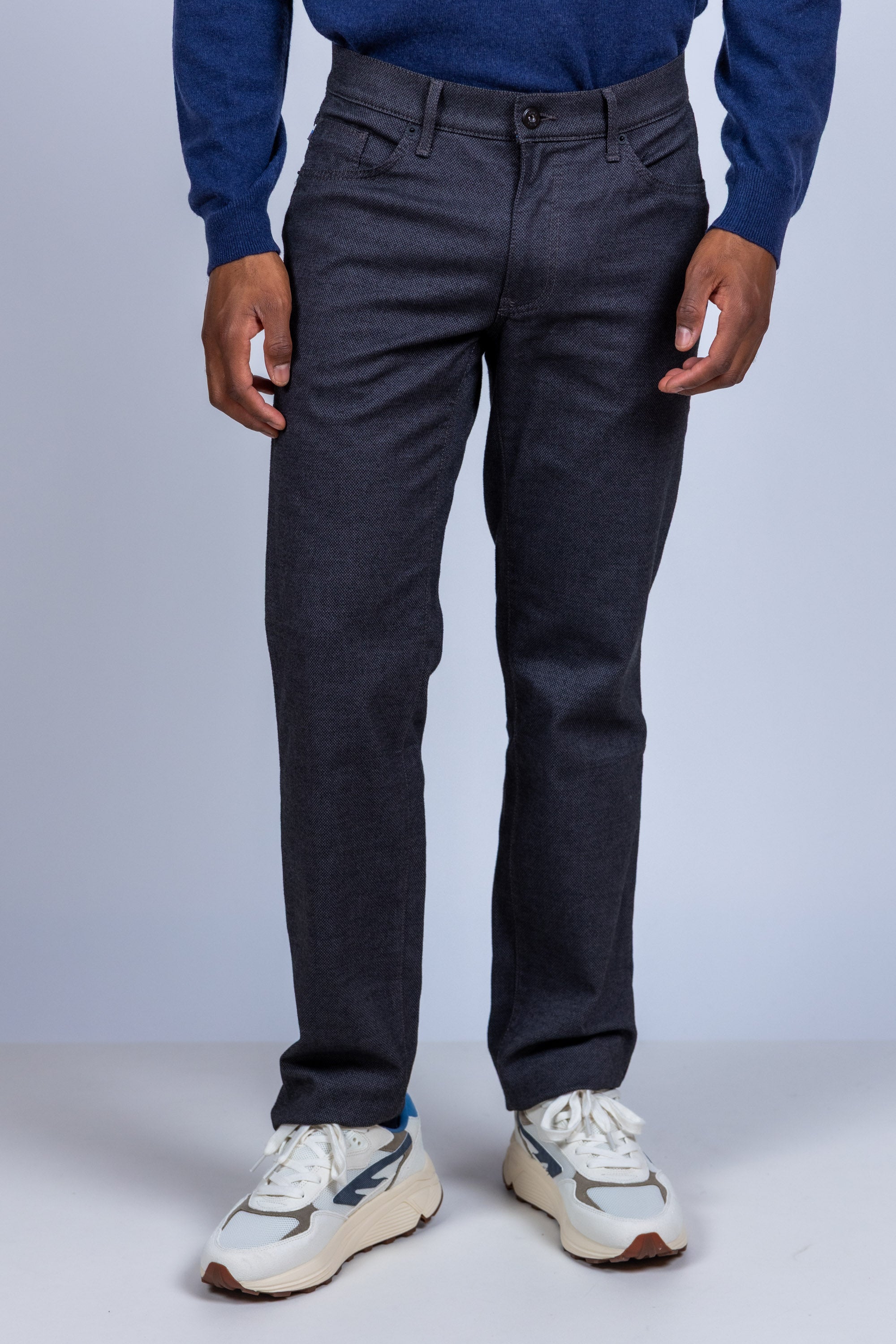 Broek met een knoop- en ritssluiting - Antraciet