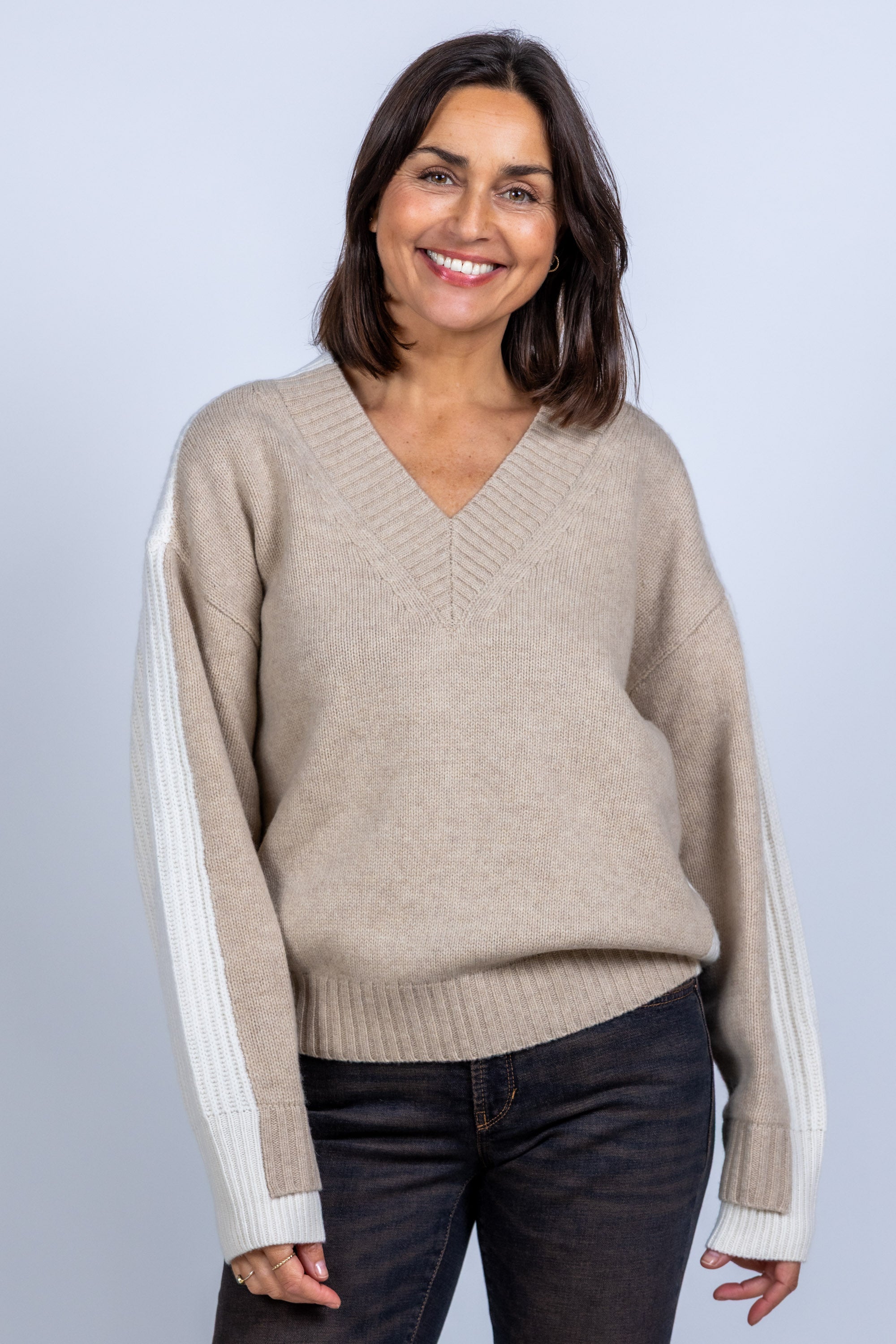 Trui met V-hals - Zand