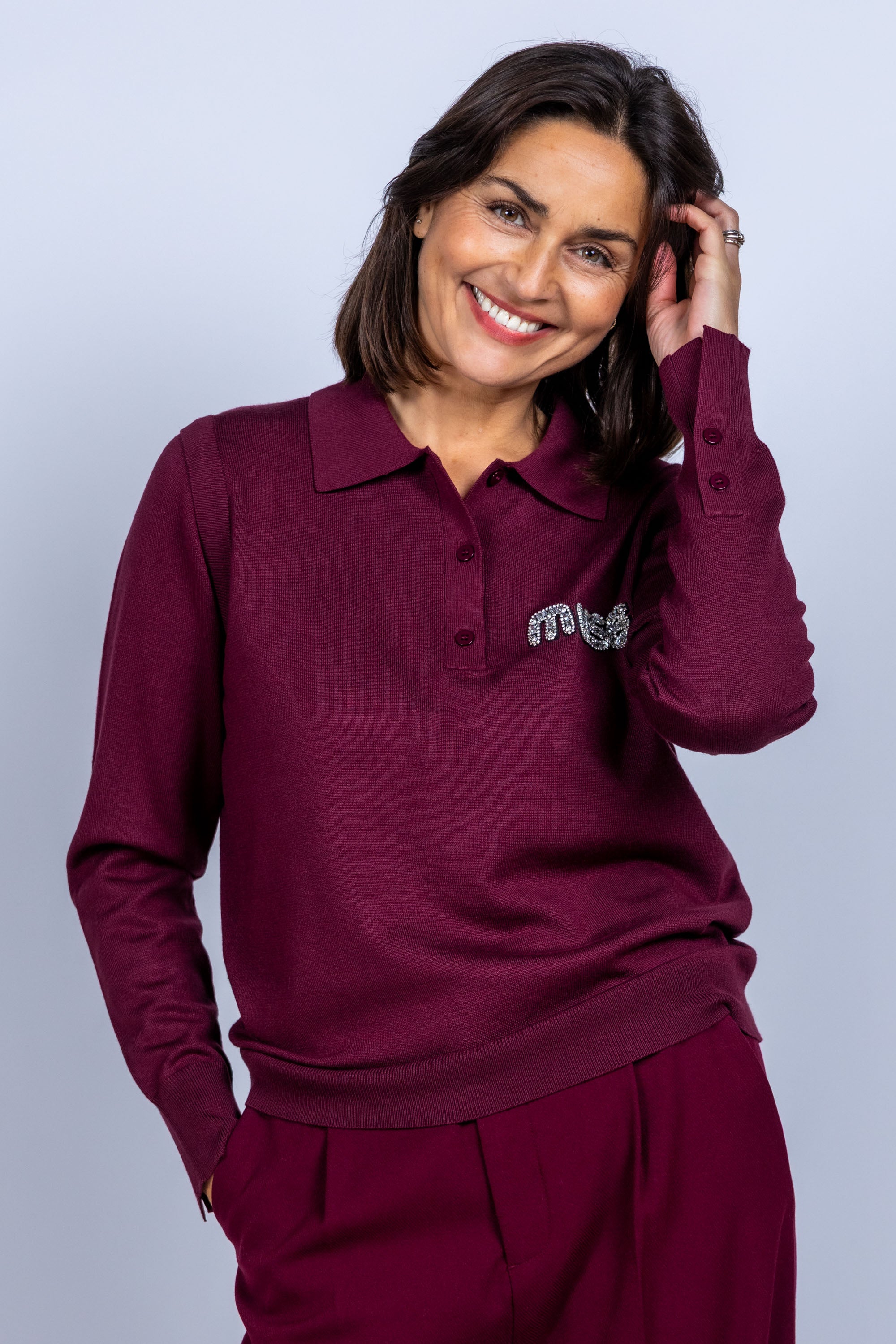 Trui met kraag - Donkerbordeaux