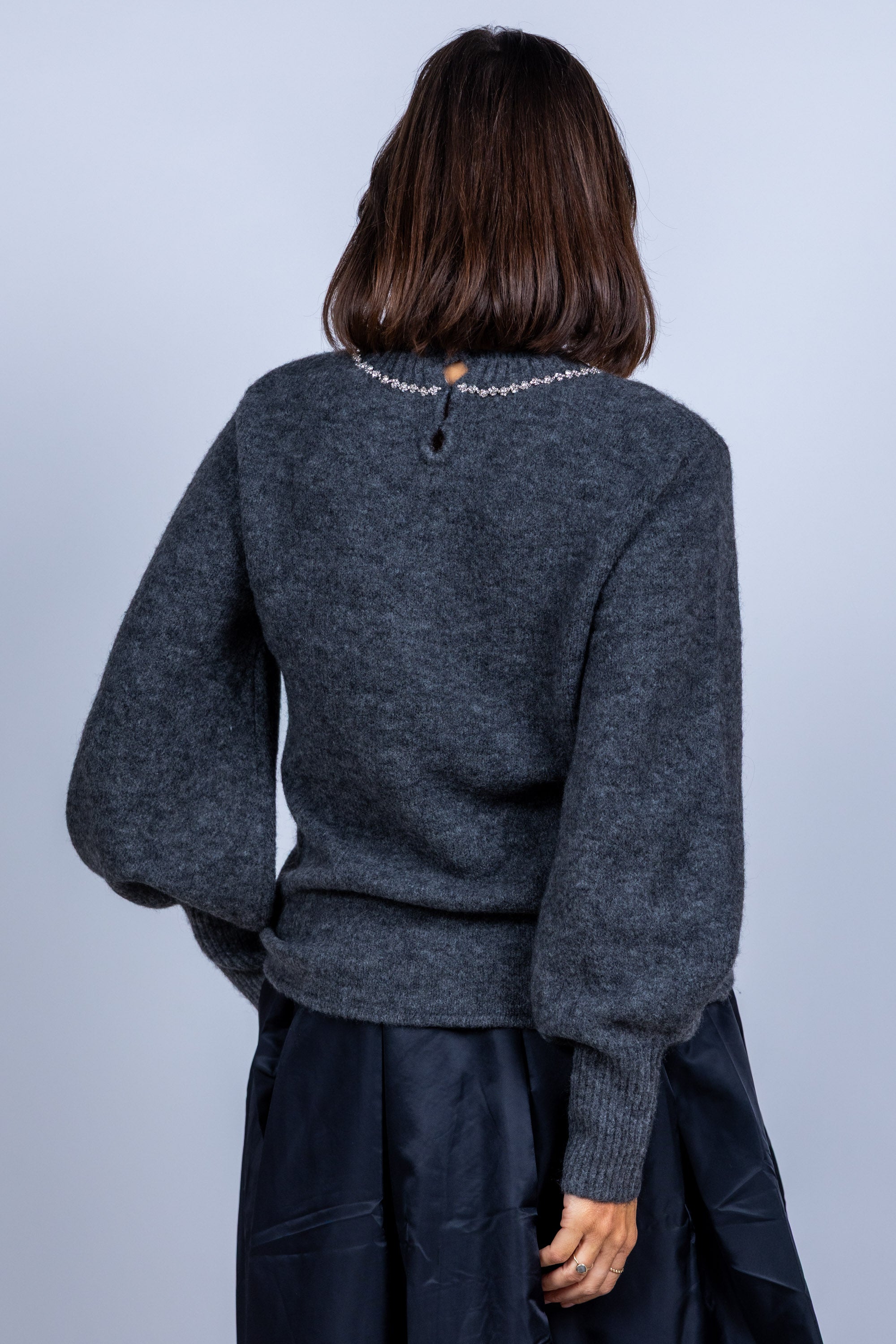 Trui met kettingdetail - Antraciet