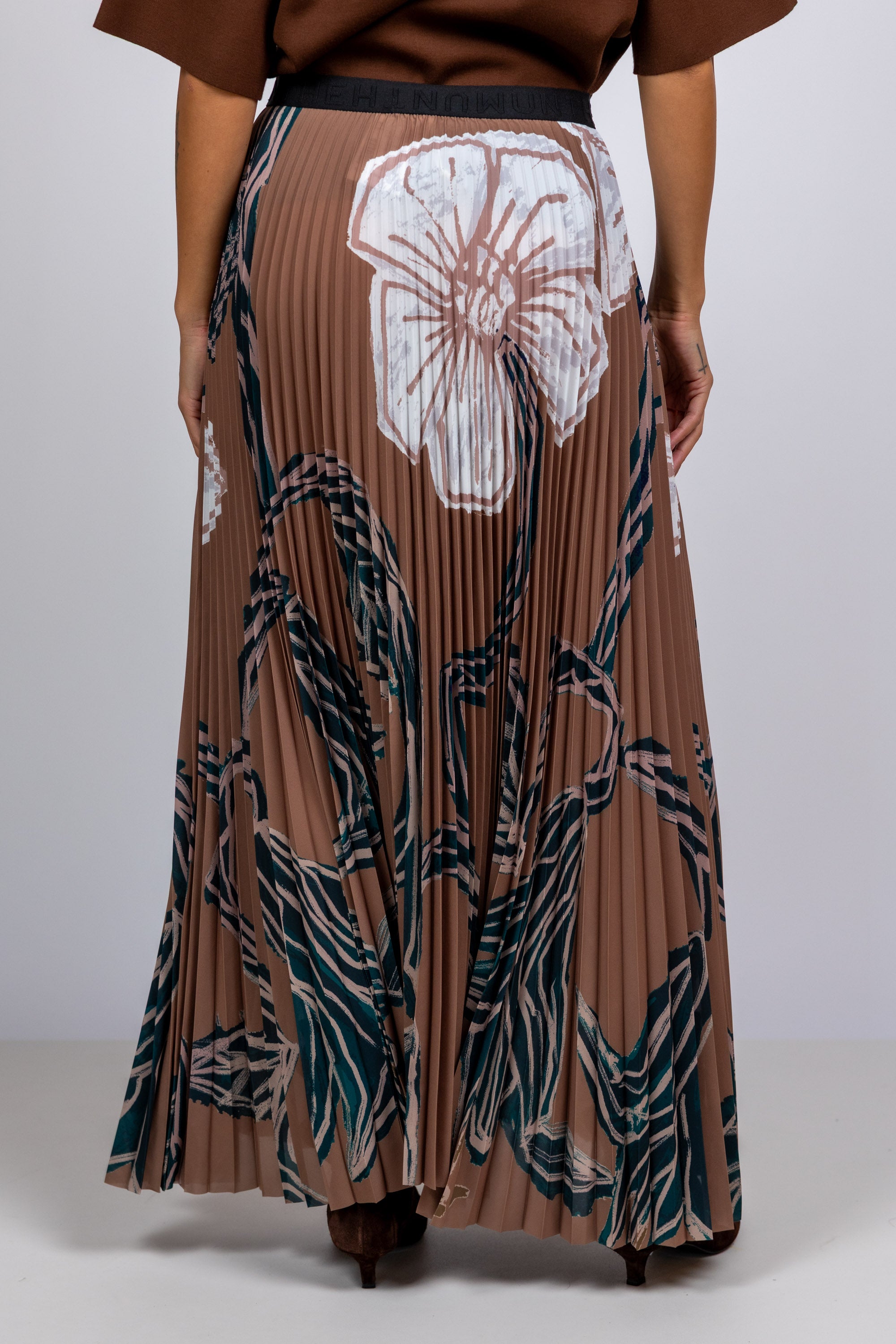 Plissé rok met print - Camel
