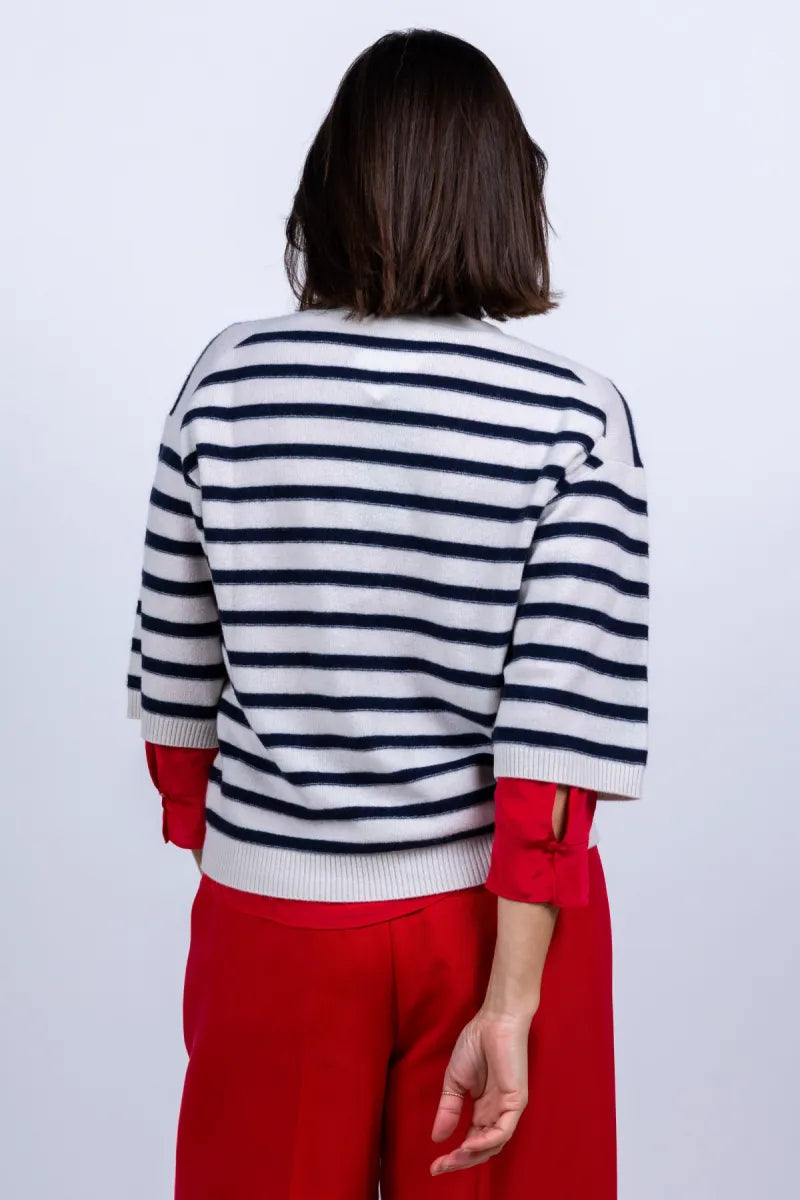 LUISA CERANO LUISA CERANO 438161-5871 Vest met strepen - Ecru