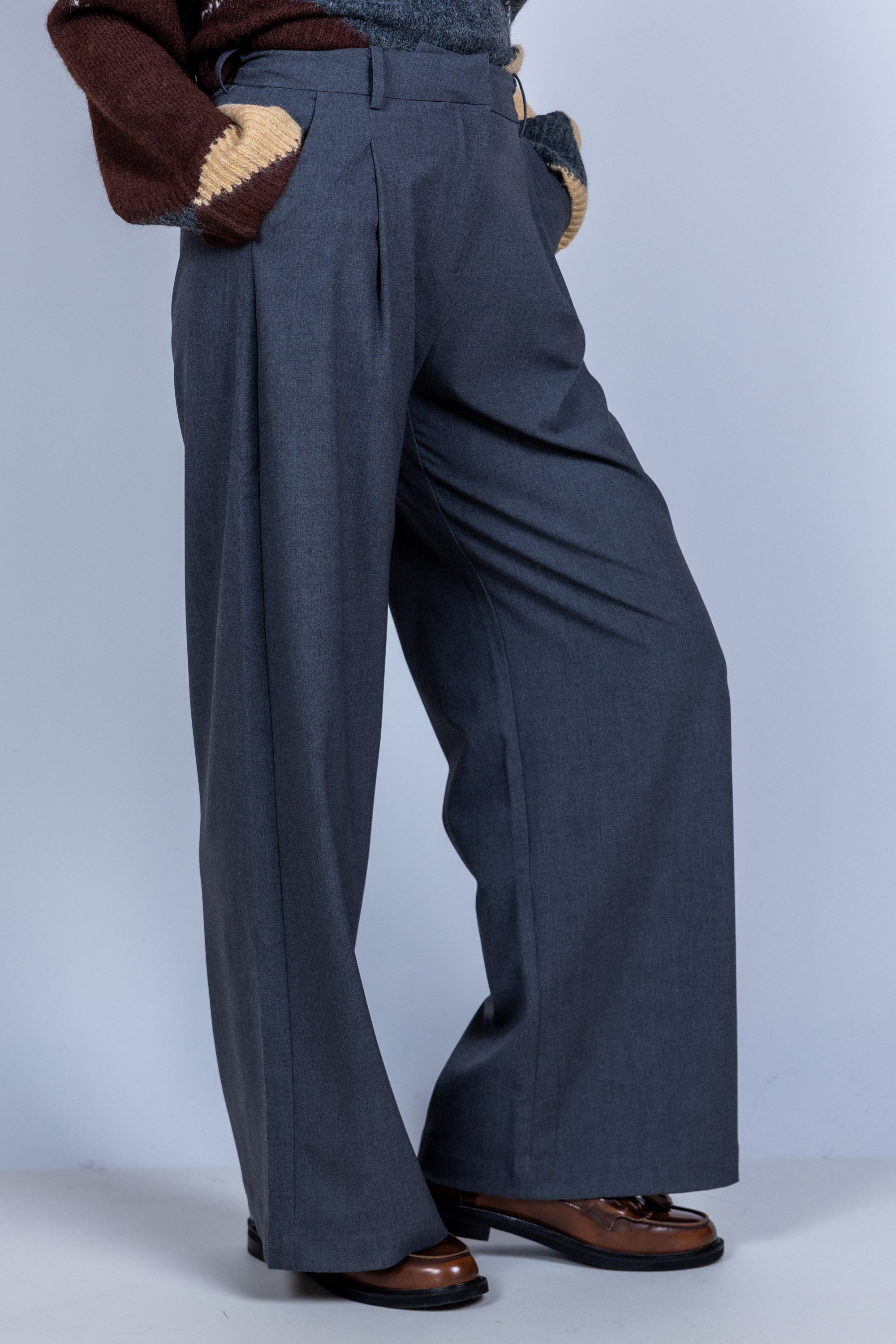 Wijde pantalon - Middengrijs