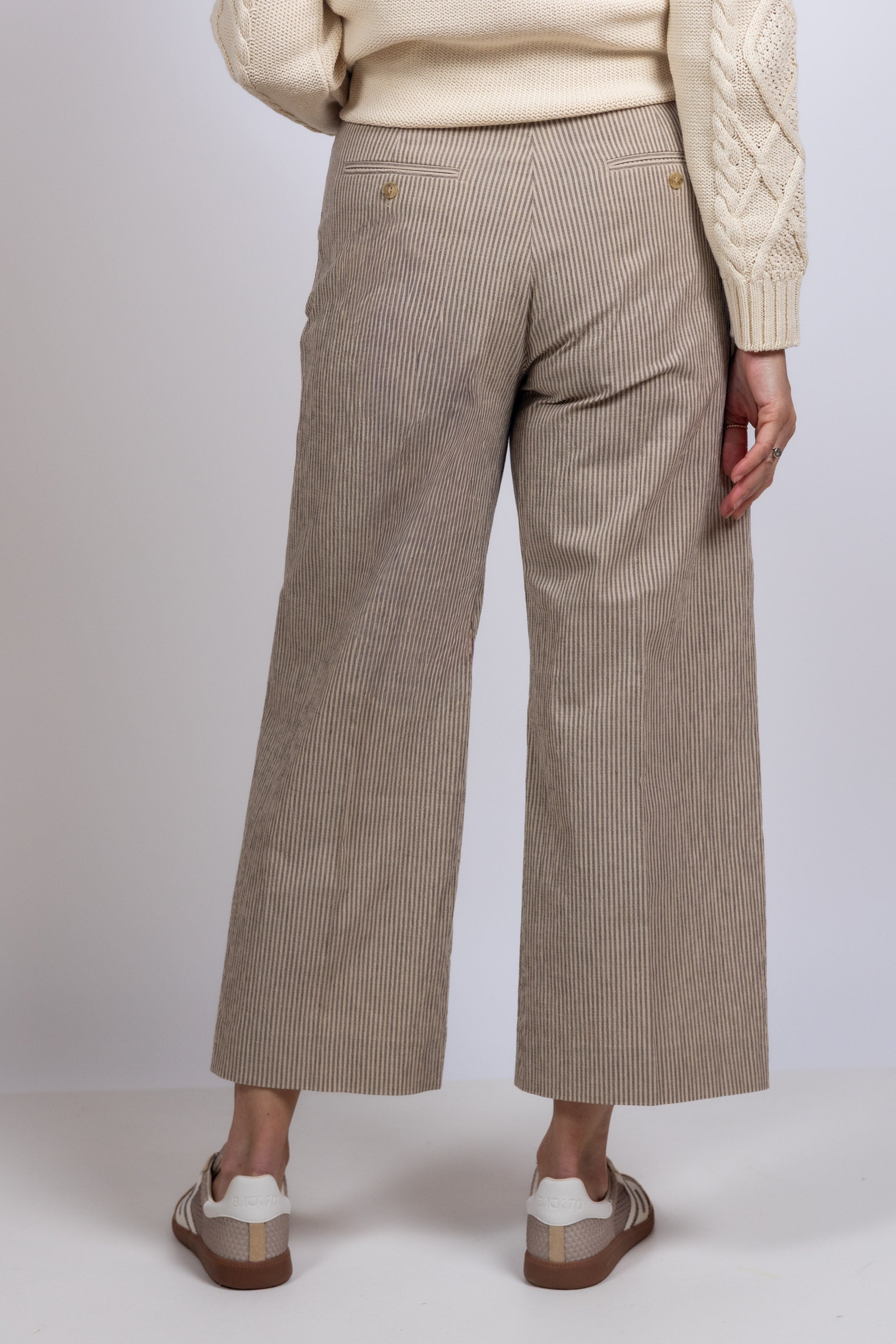 Wijde broek met strepen - Zand