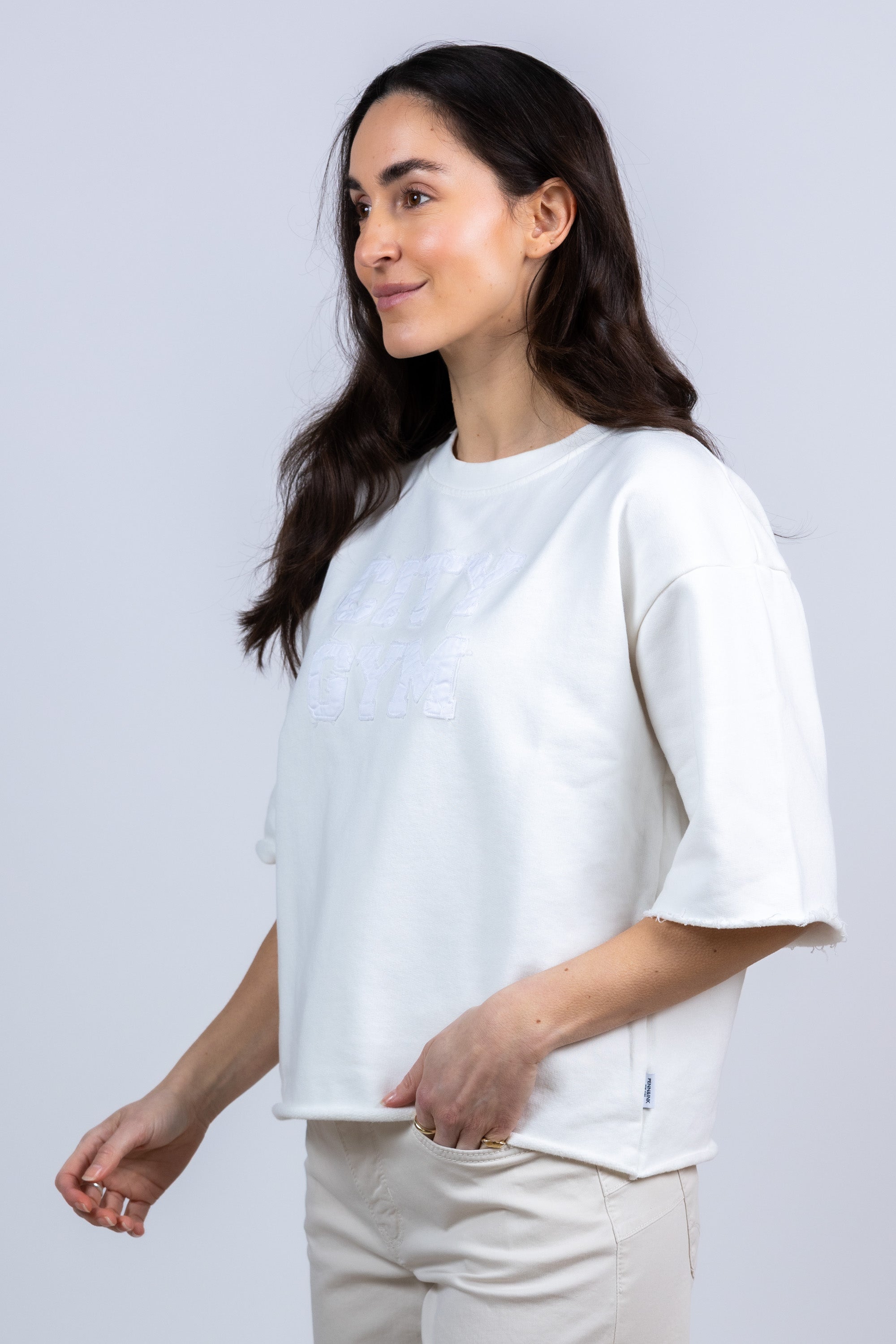 T-shirt met tekst - Ecru