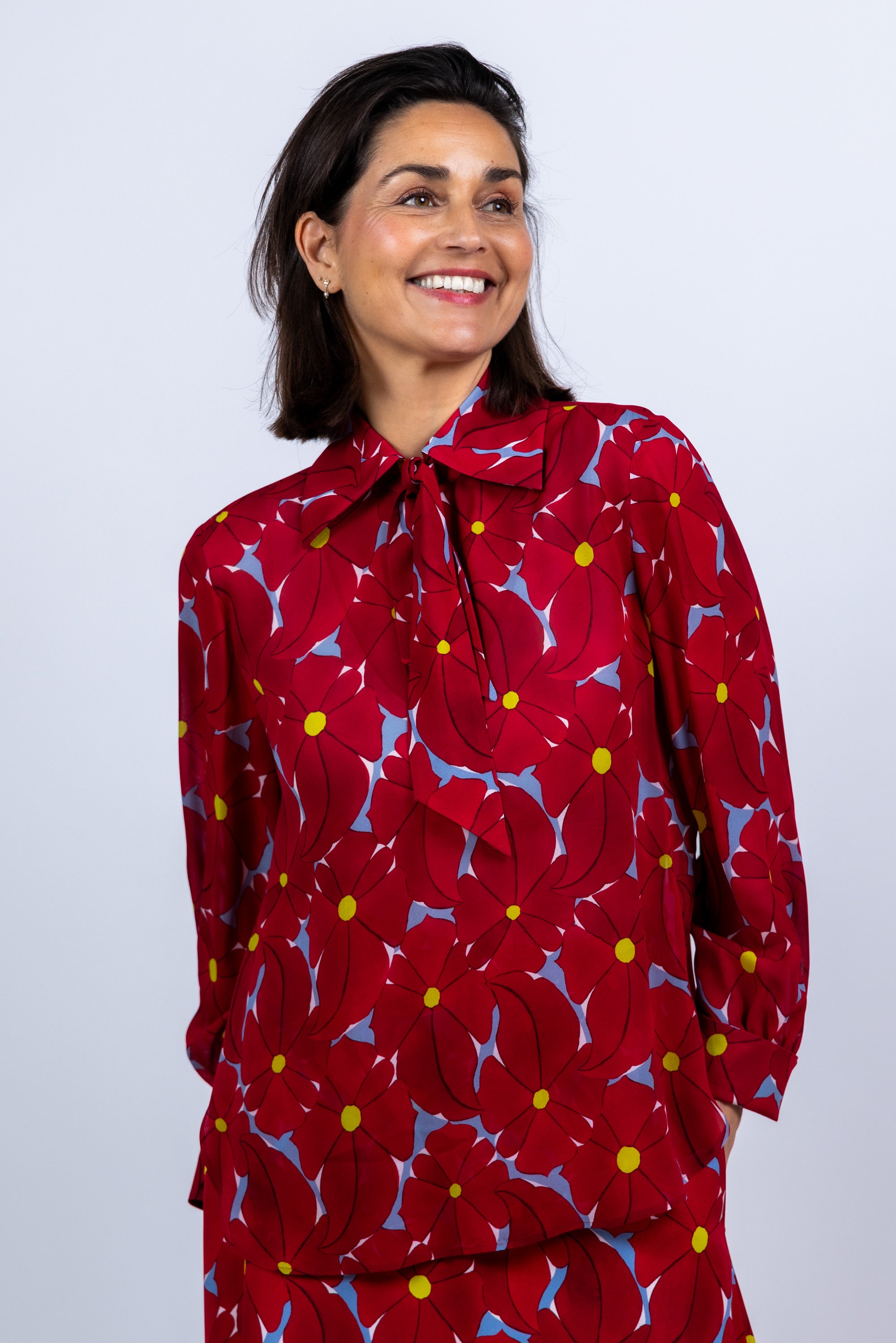 Blouse met strik - Rood