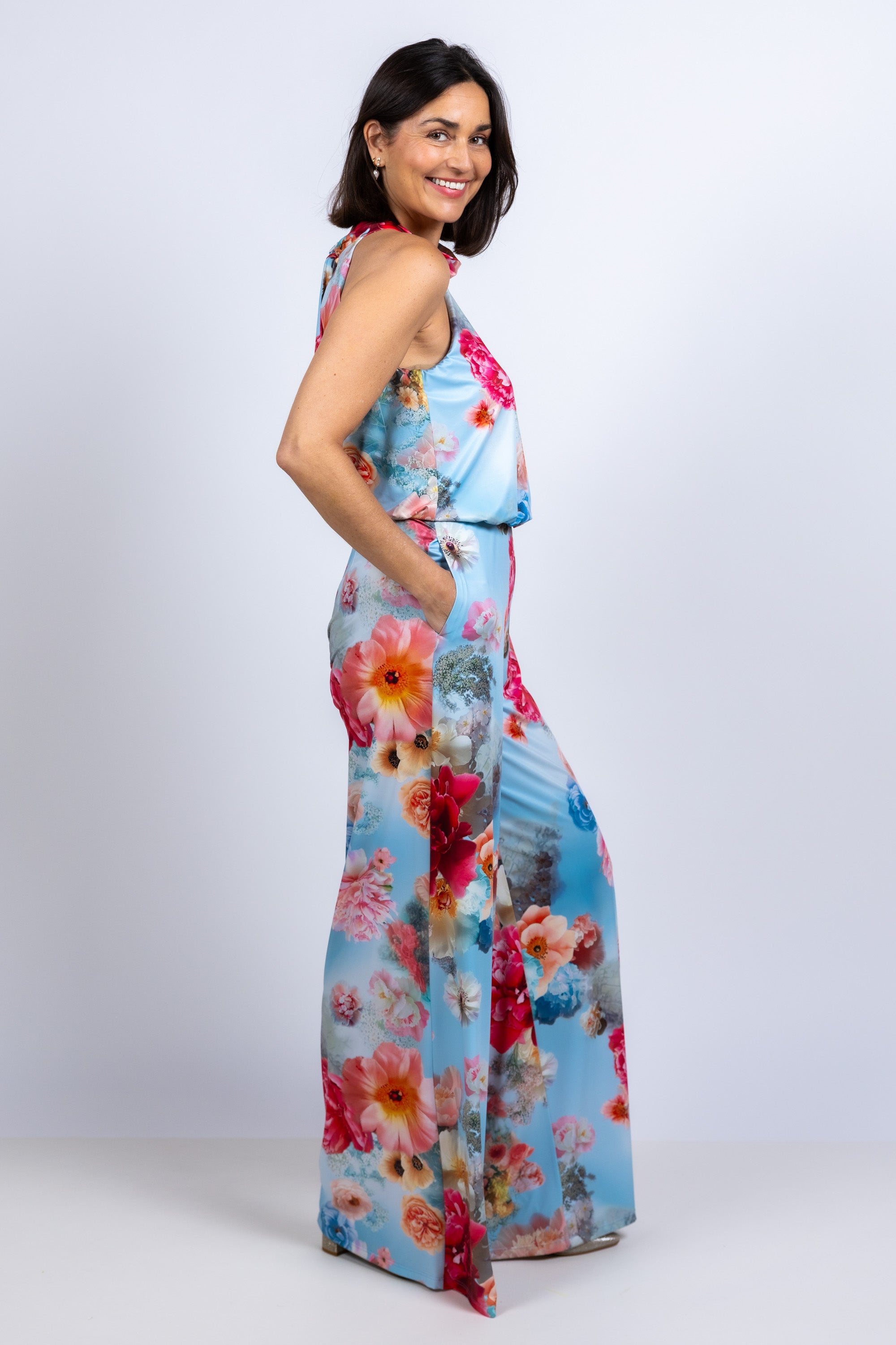 Jumpsuit met halterhals - Bleu