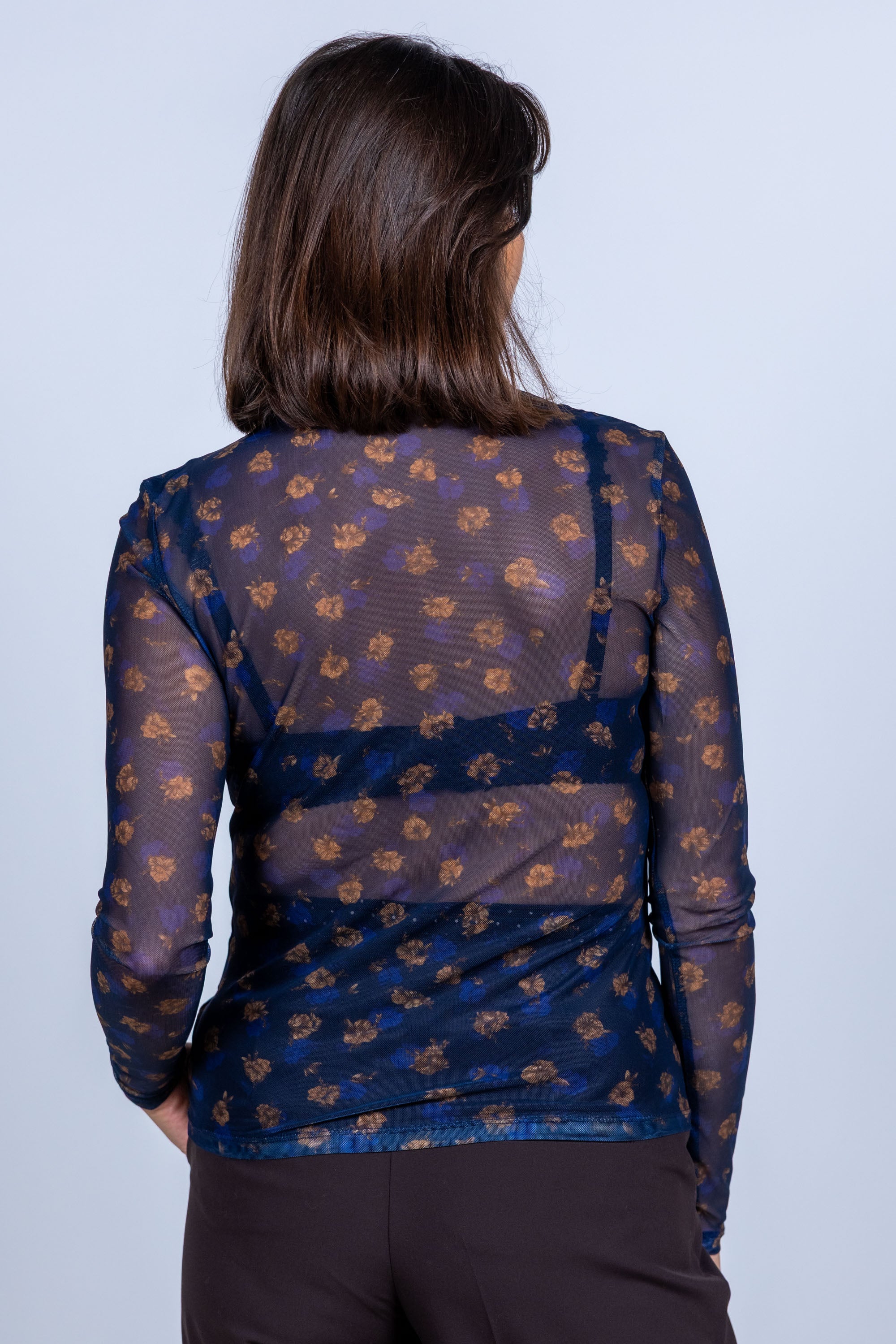 T-shirt met bloemenprint - Marine