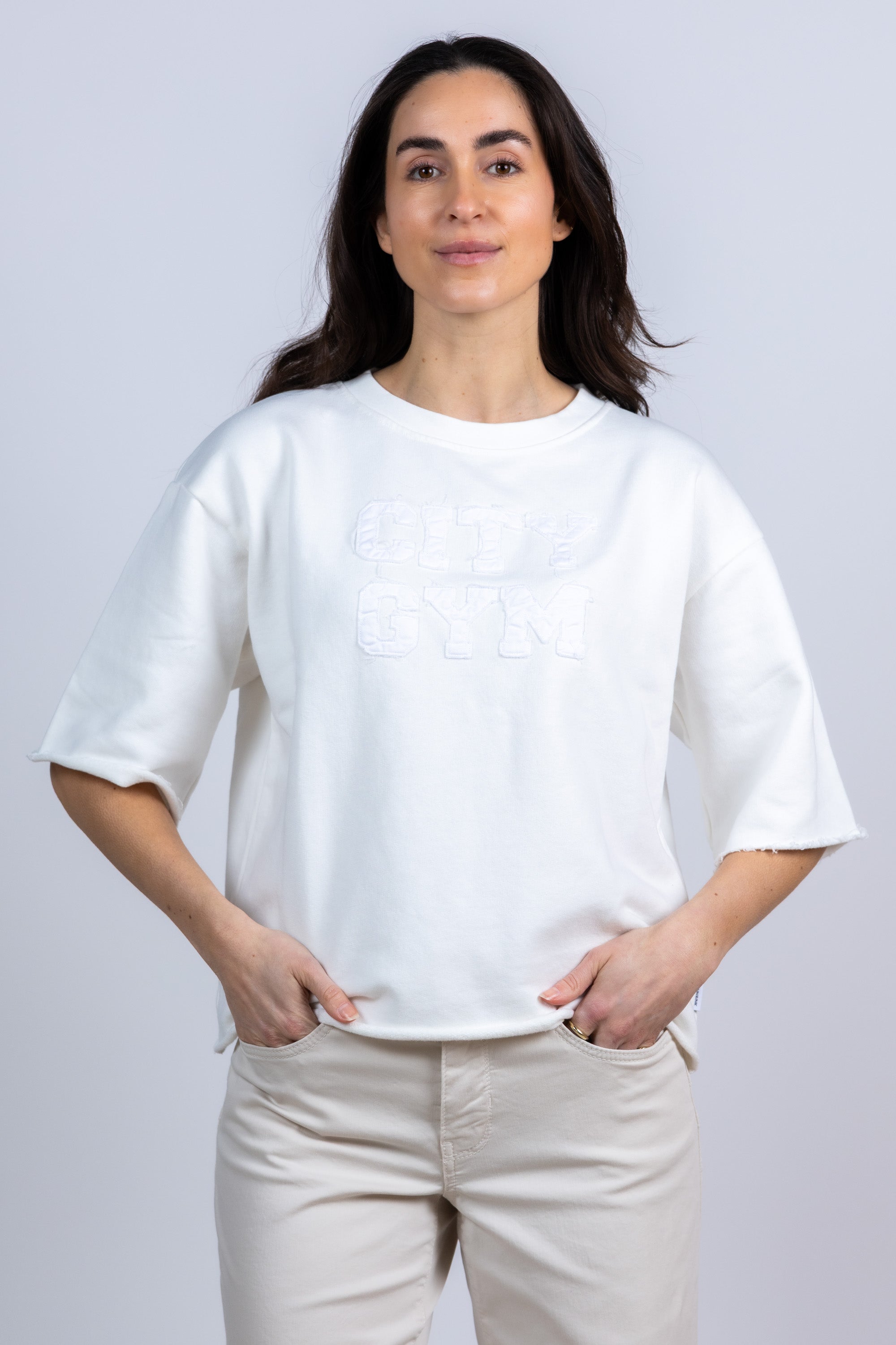 T-shirt met tekst - Ecru