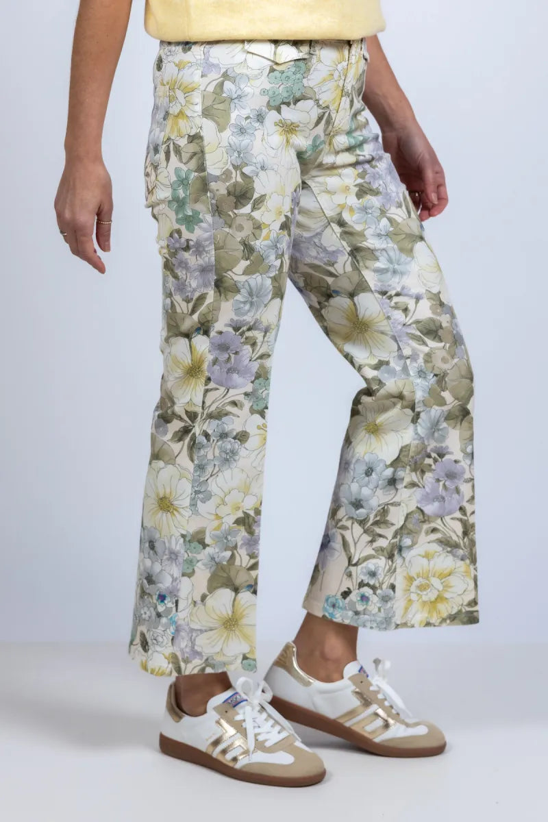 CAMBIO CAMBIO 7720-0098.01 Broek met bloemenprint - Vanille