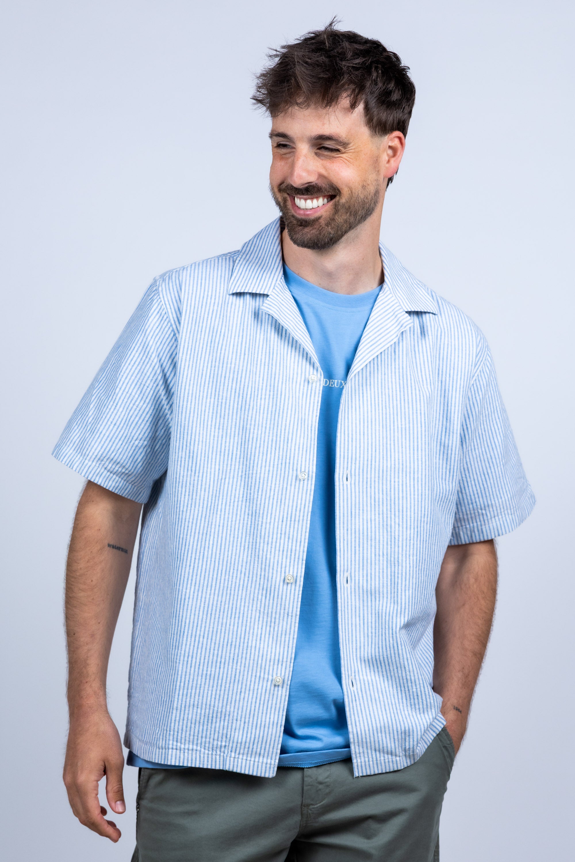 Overhemd met strepen - Bleu