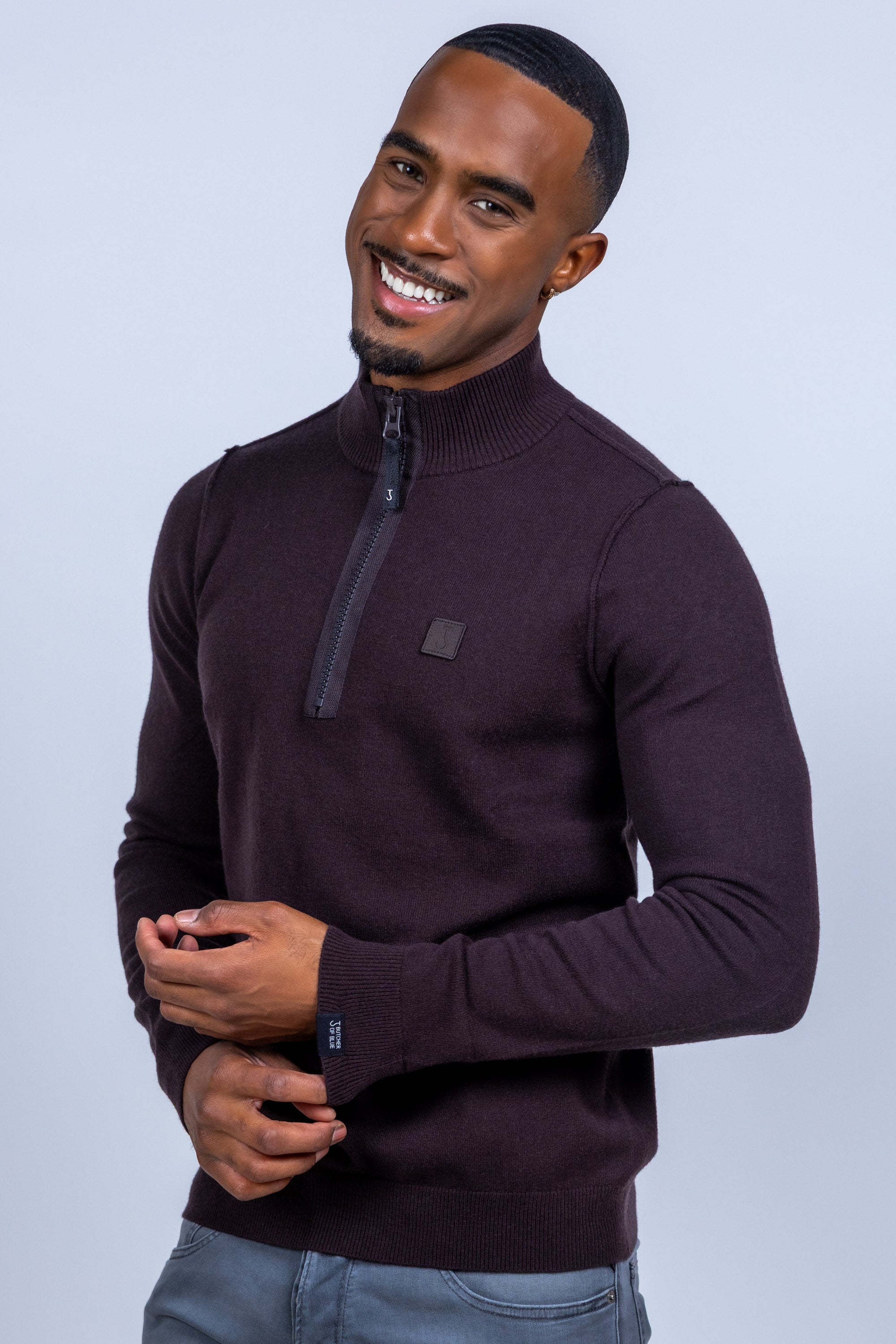 Trui met halve rits - Bruin