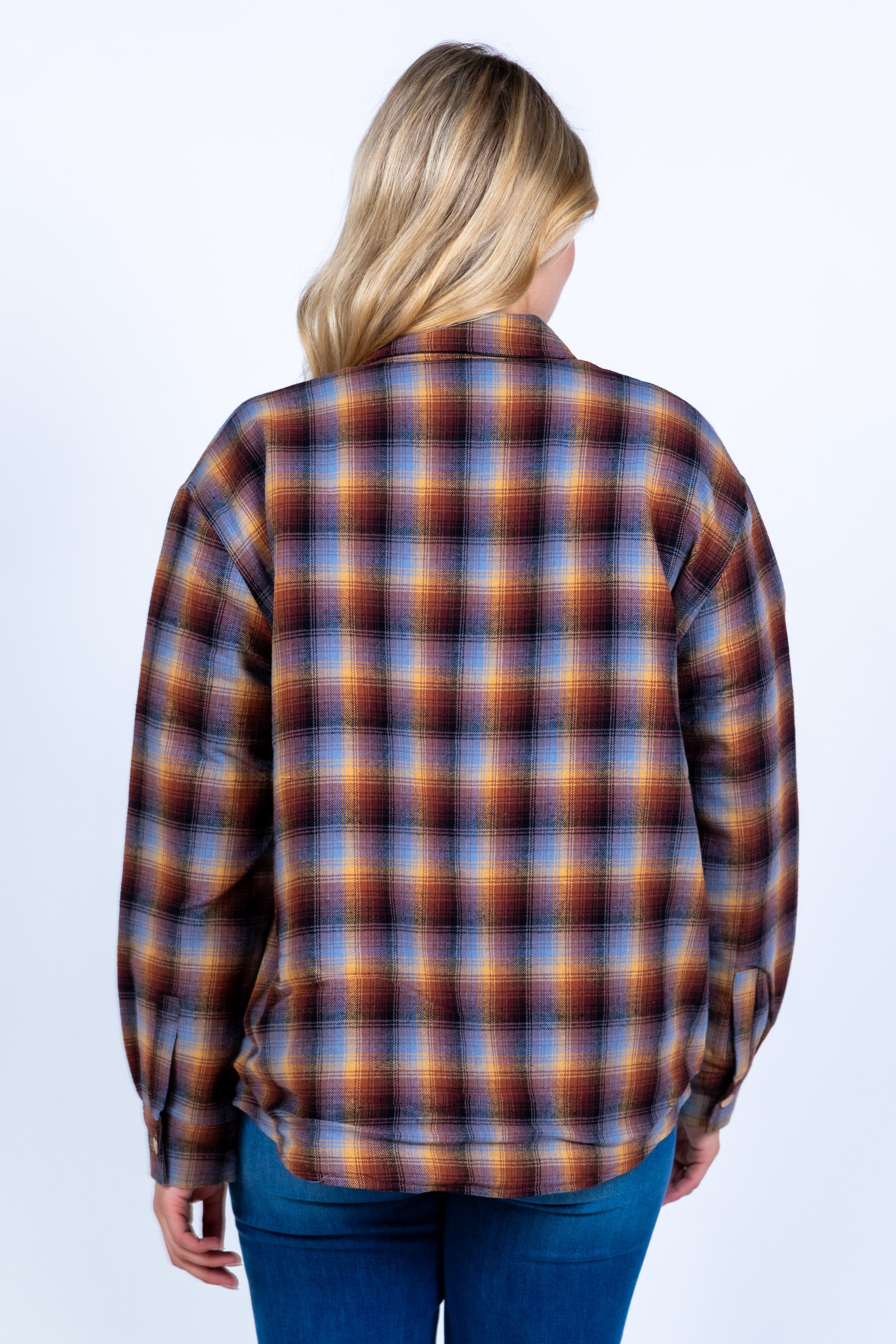 Blouse met ruiten - Cognac