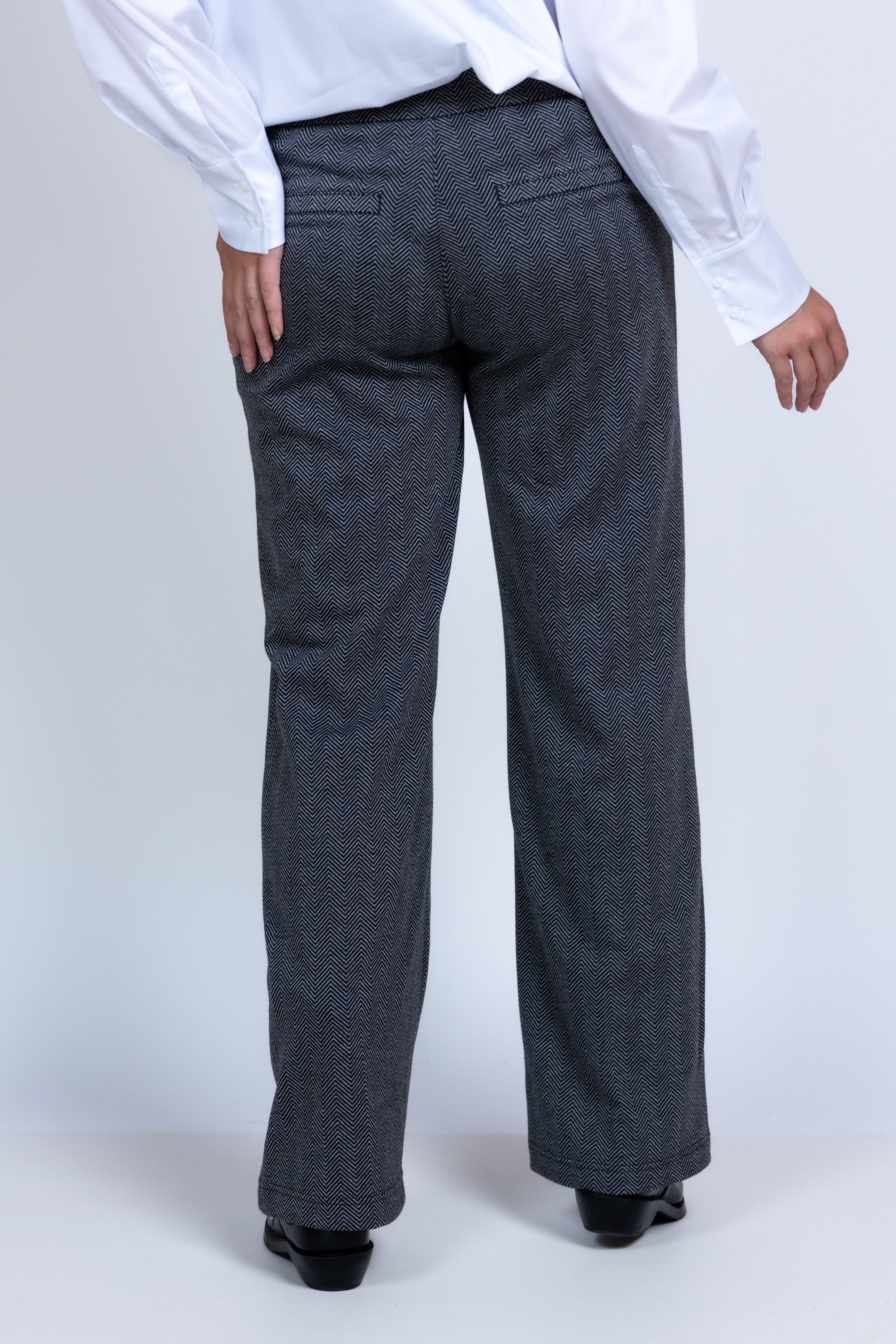 Broek met visgraatpatroon - Donkergrijs
