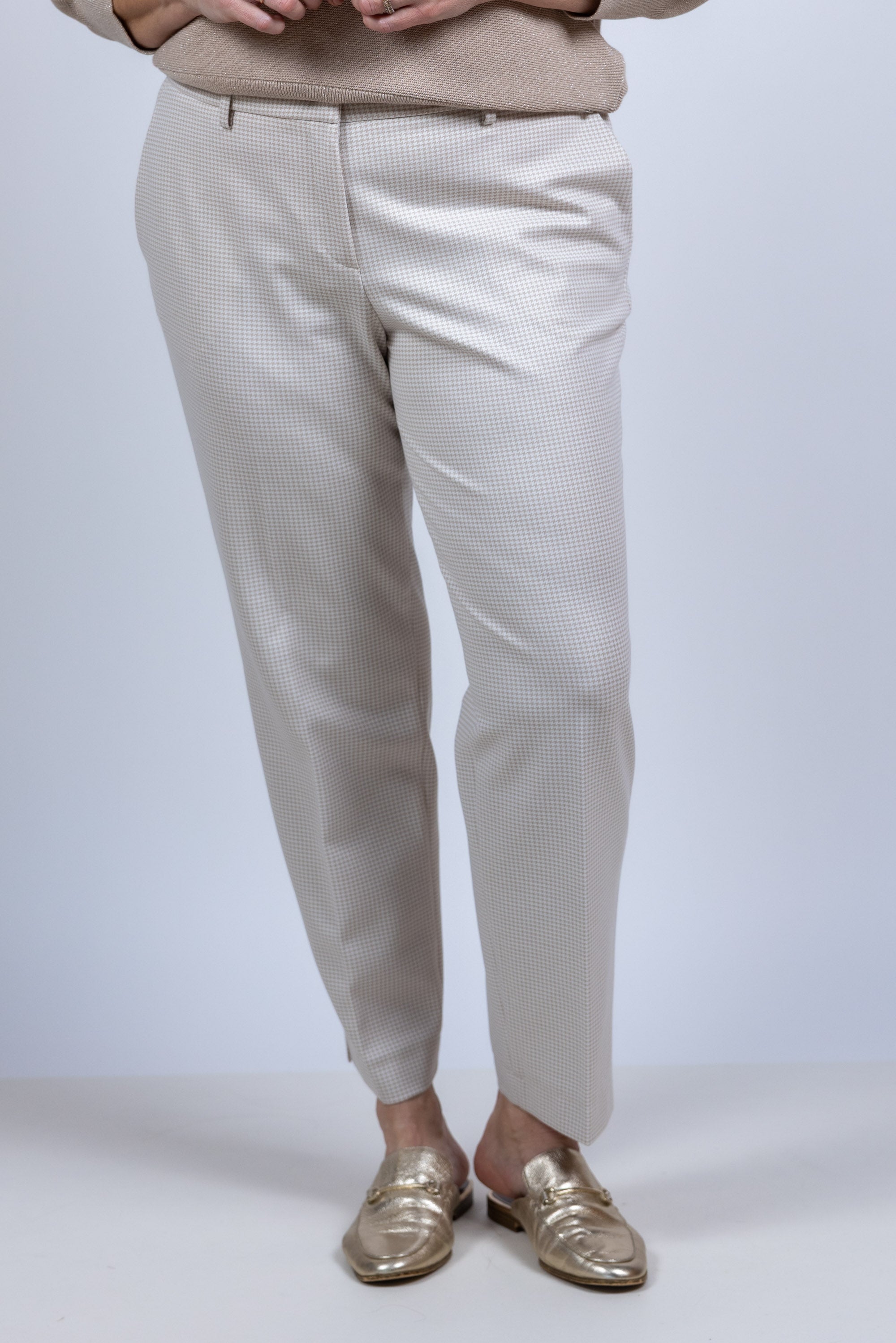 Broek met pied-de-poule - Beige