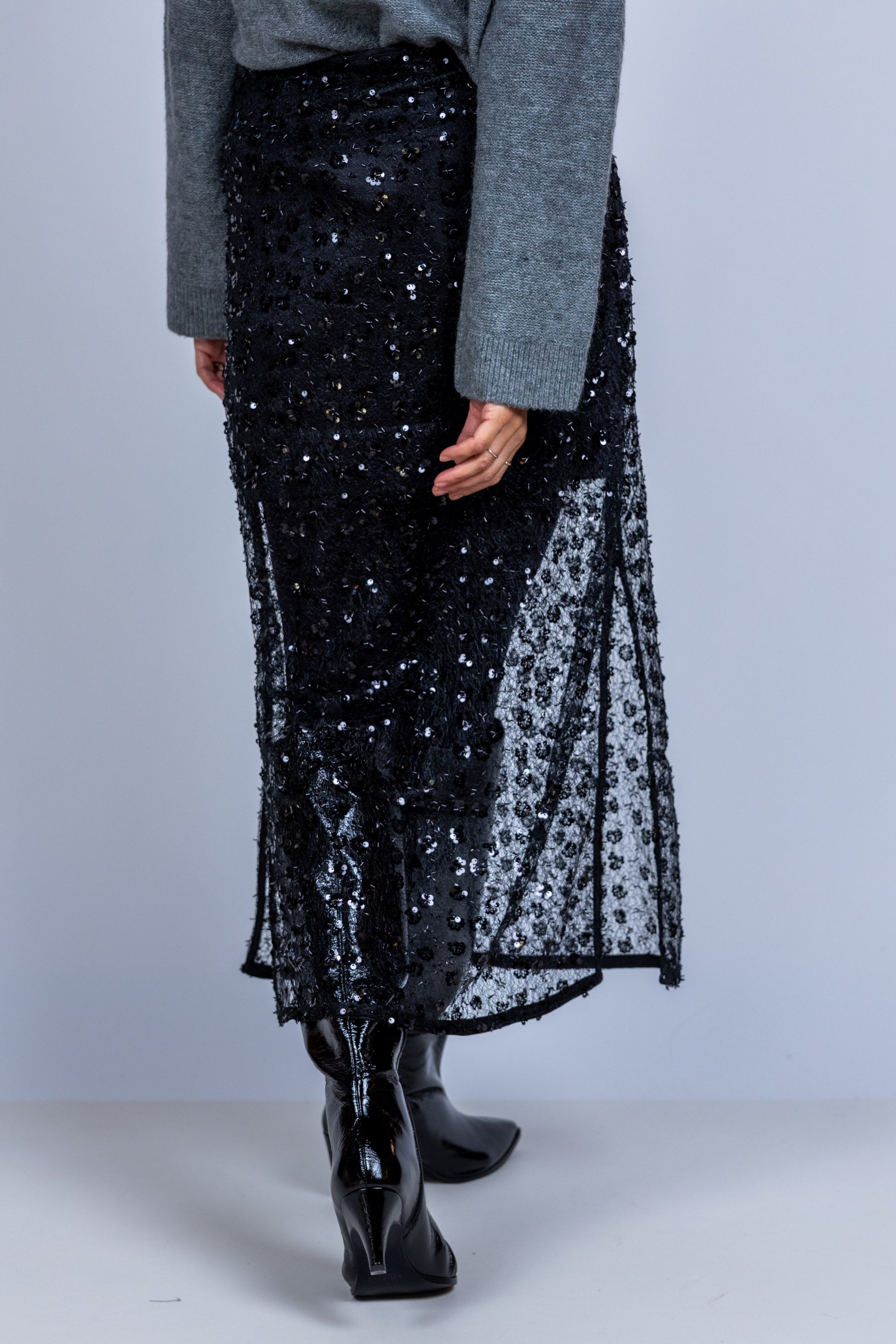 Rok met pailletten - Zwart