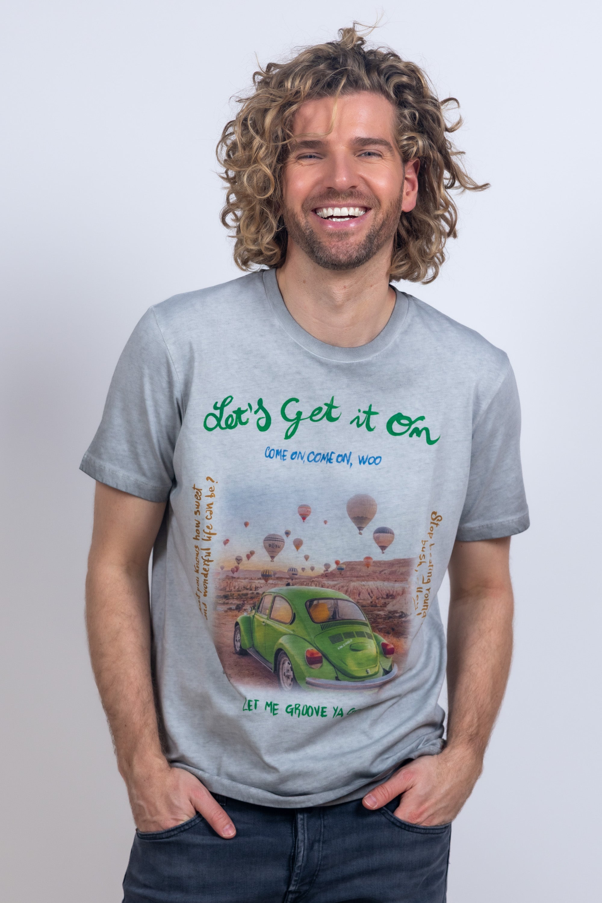 T-shirt met print - Middengrijs