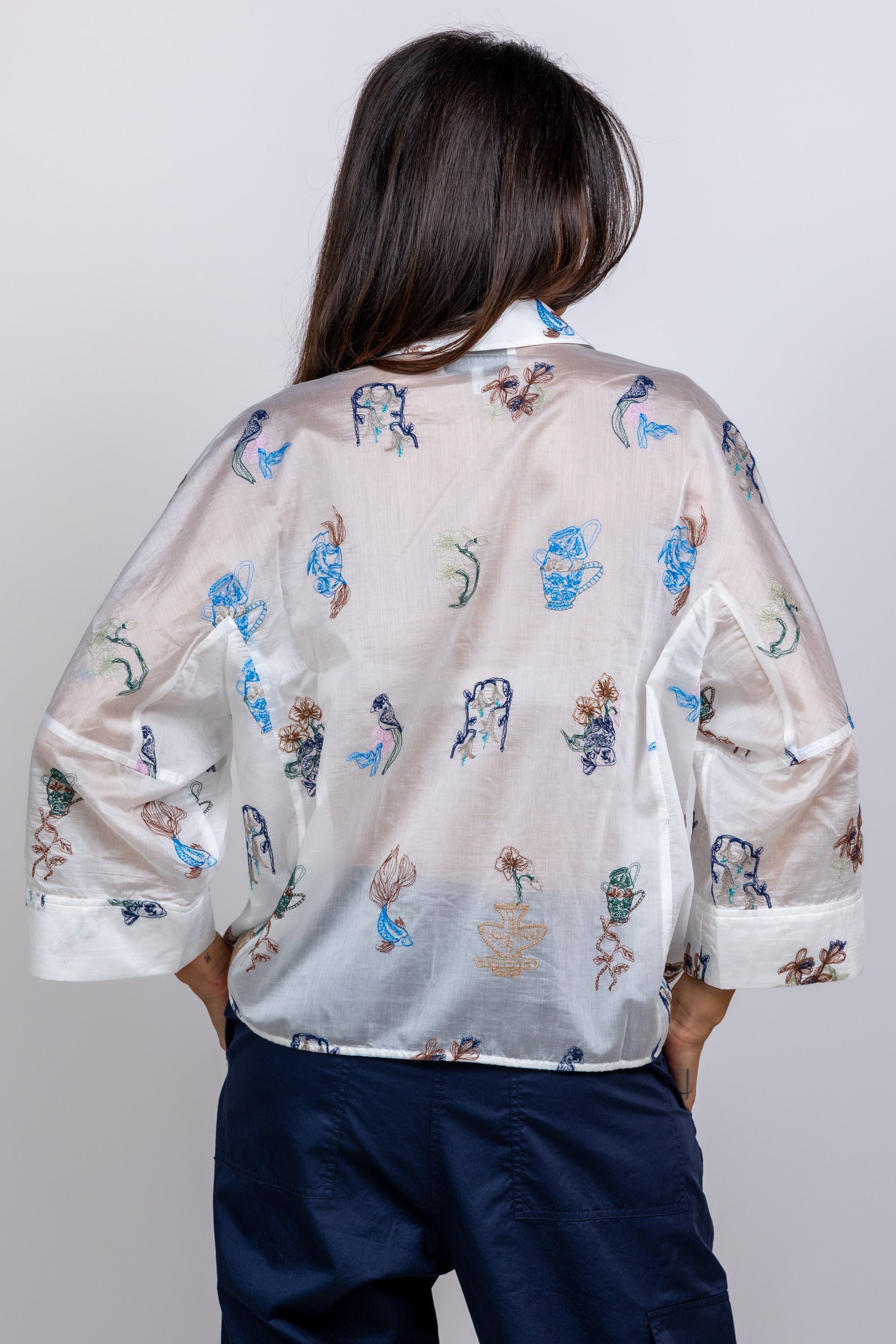 Blouse met borduursels - Wit