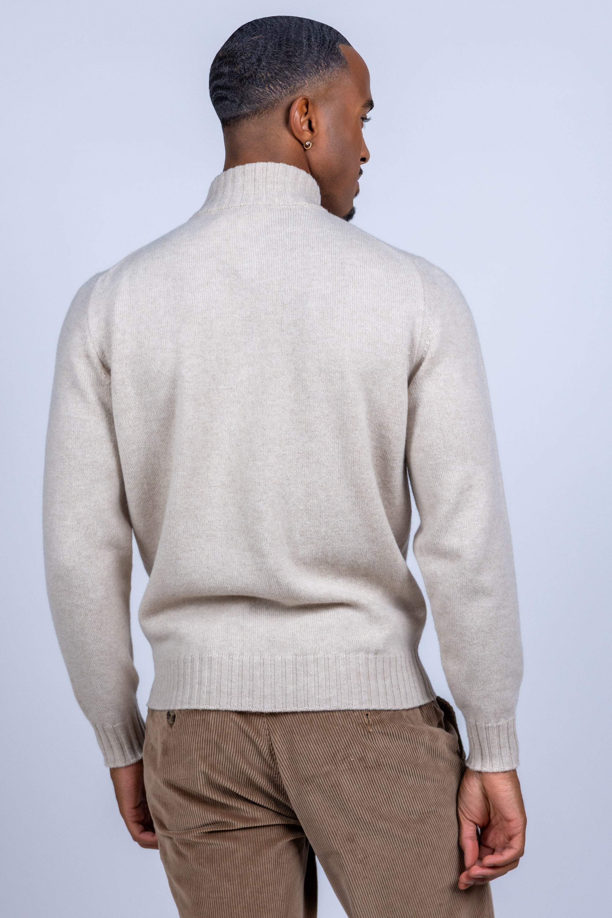 Trui met halve rits - Beige