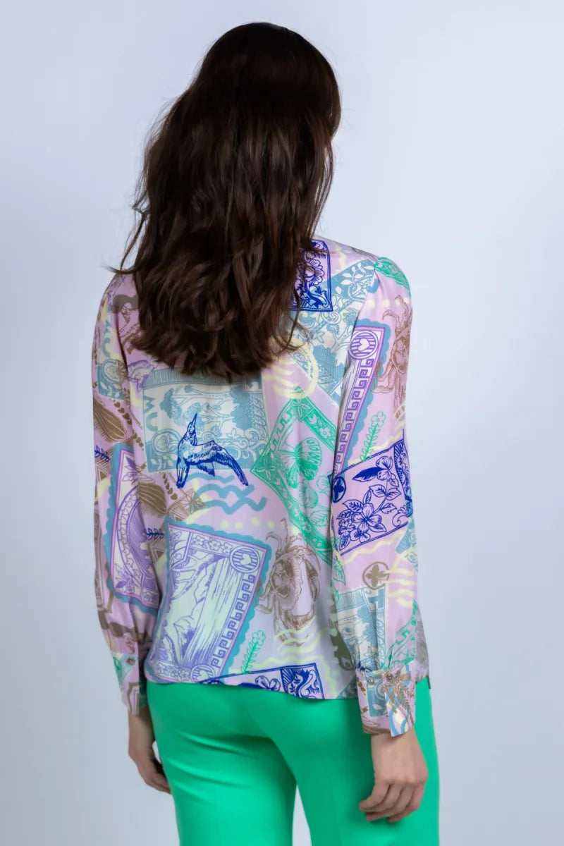 MARCCAIN COLLECTIE MARCCAIN COLLECTIE AC.51.22 W19 Blouse met print - Roze
