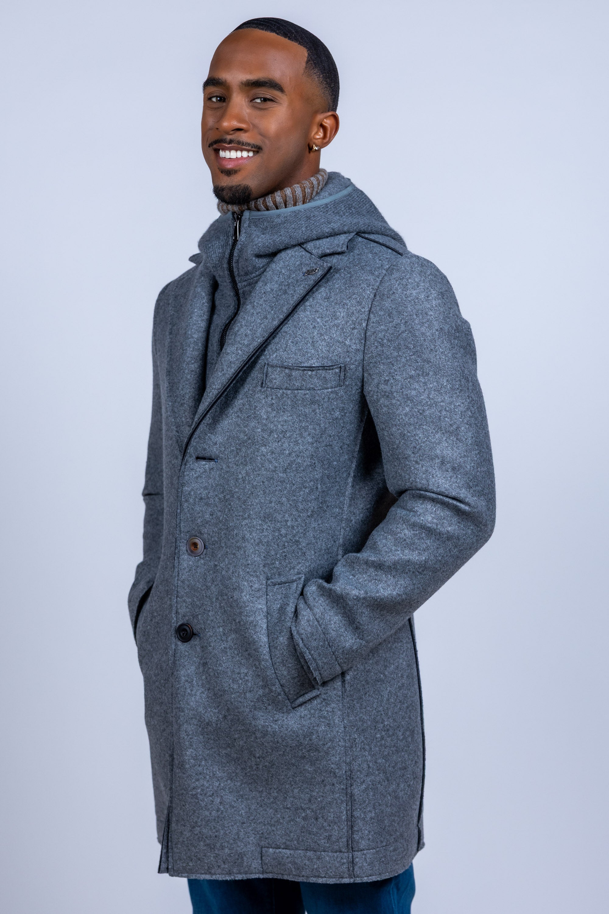 Mantel met knopen - Lichtgrijs