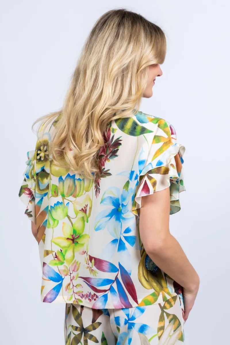 MOMONI MOMONI CRUZE 01MO Blouse met volantmouwen - Ecru