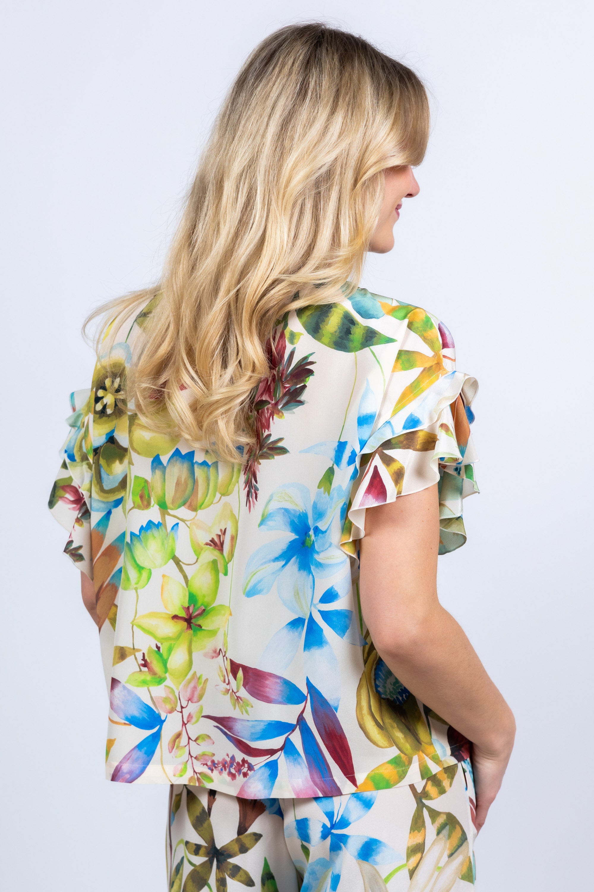 Blouse met volantmouwen - Ecru