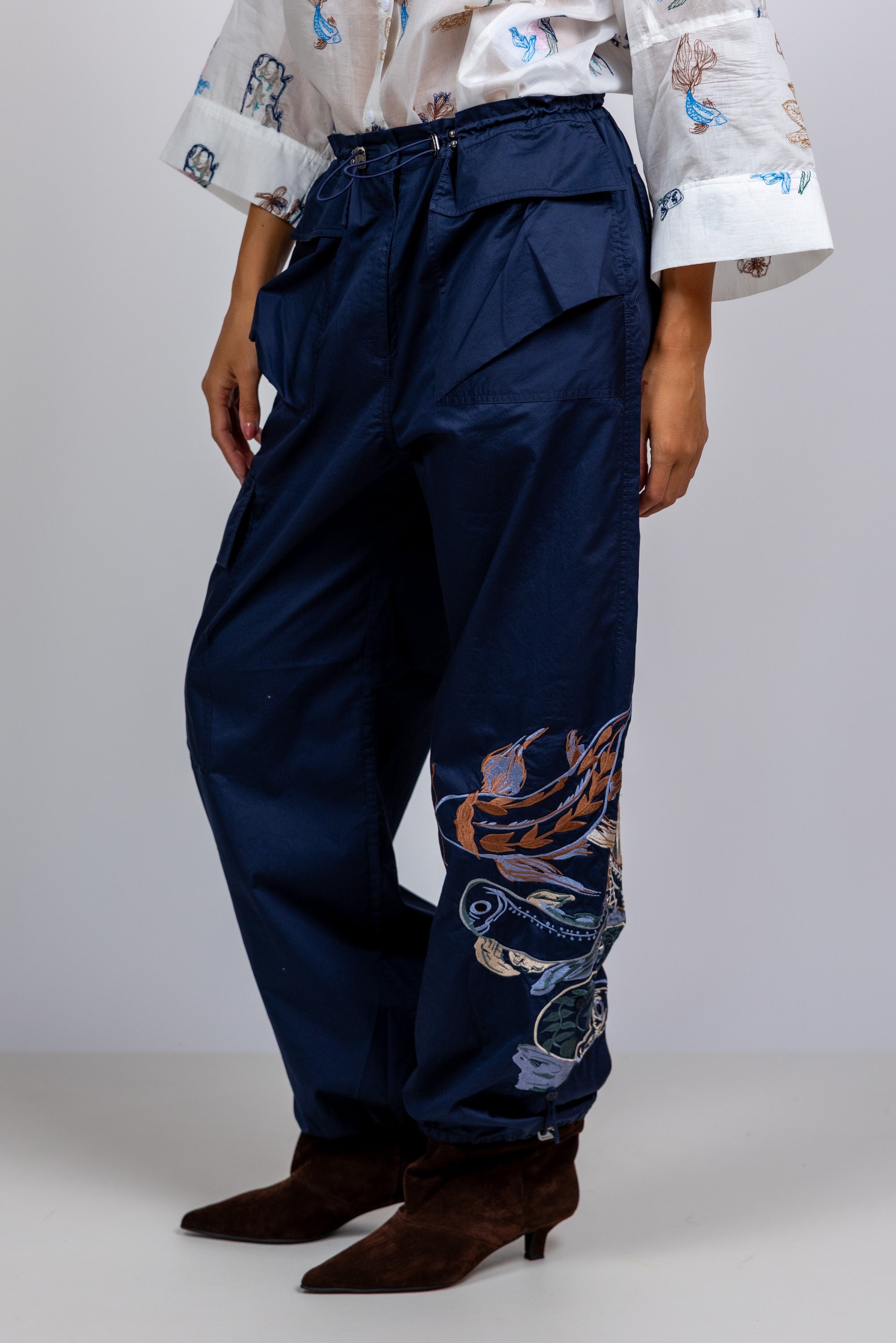 Broek met zakken - Marine