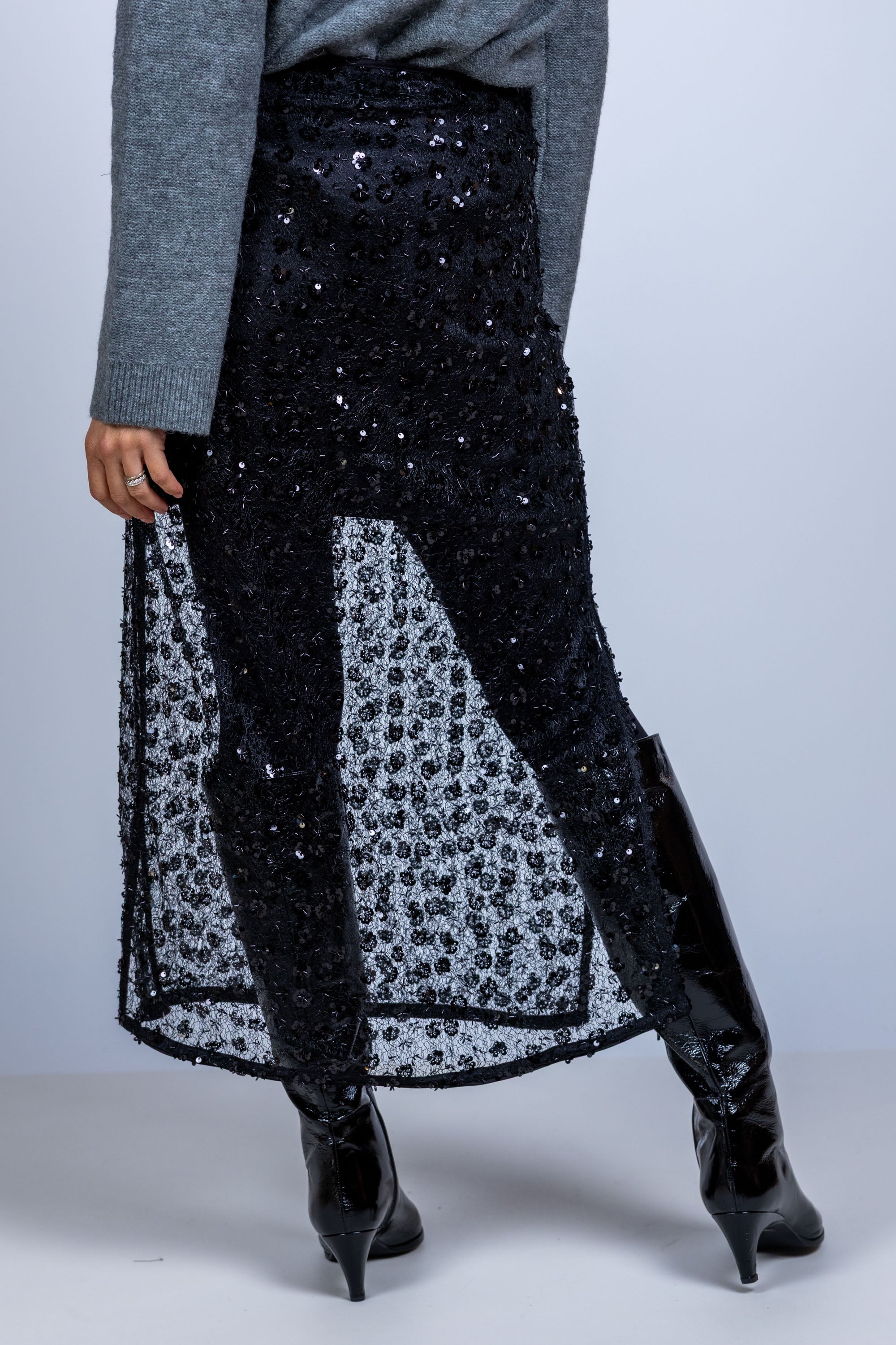 Rok met pailletten - Zwart