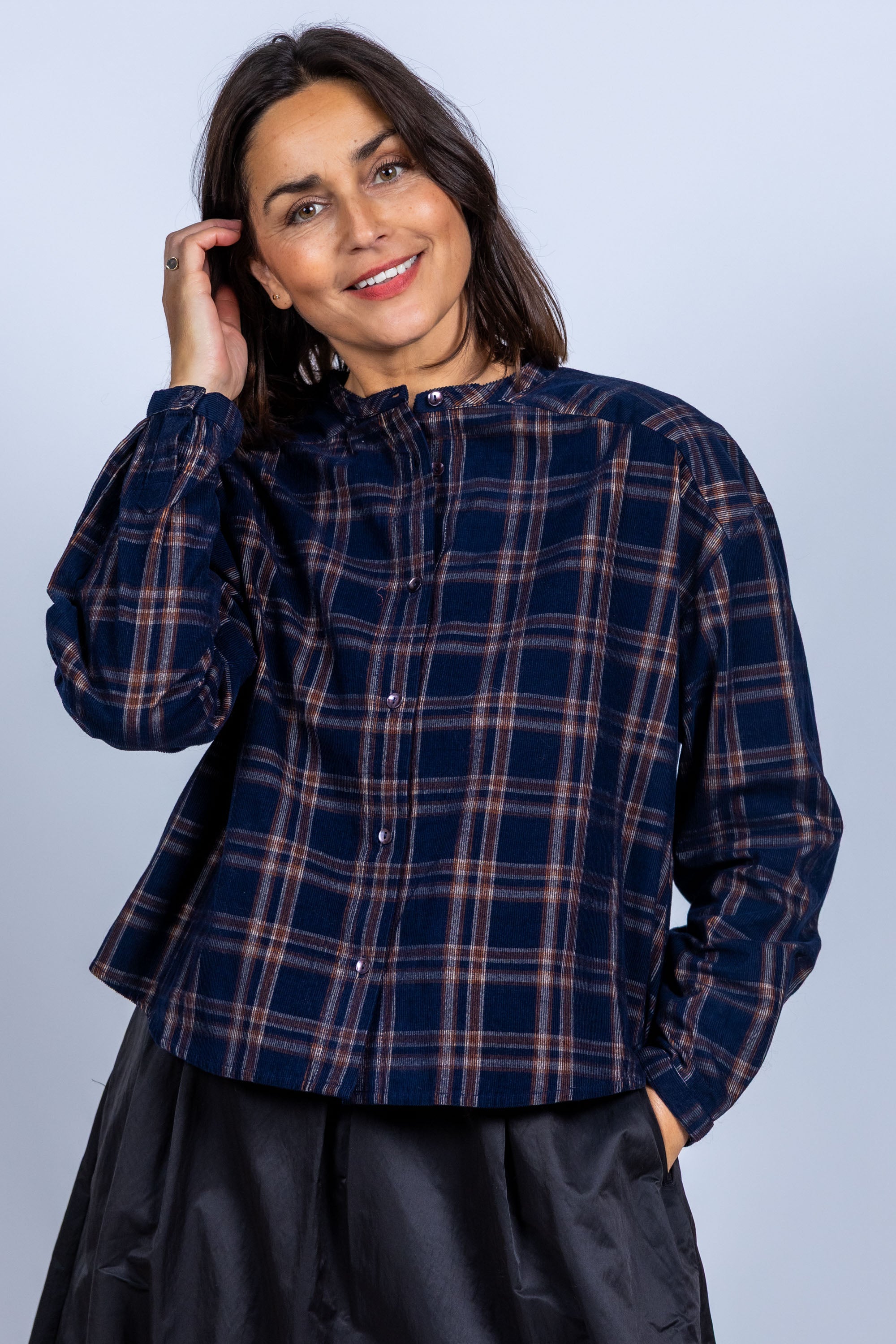 Blouse met ruitpatroon - Marine