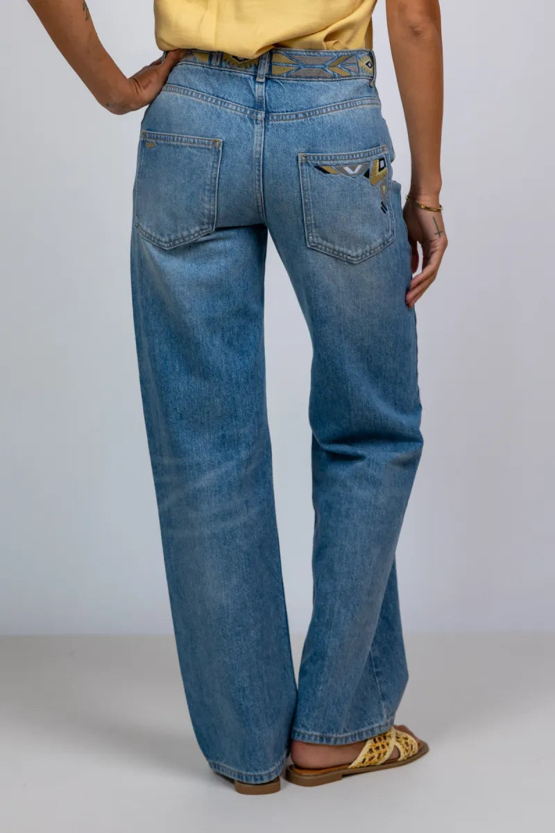 BA&SH BA&SH RIZIE Jeans met borduursel - Licht jeans
