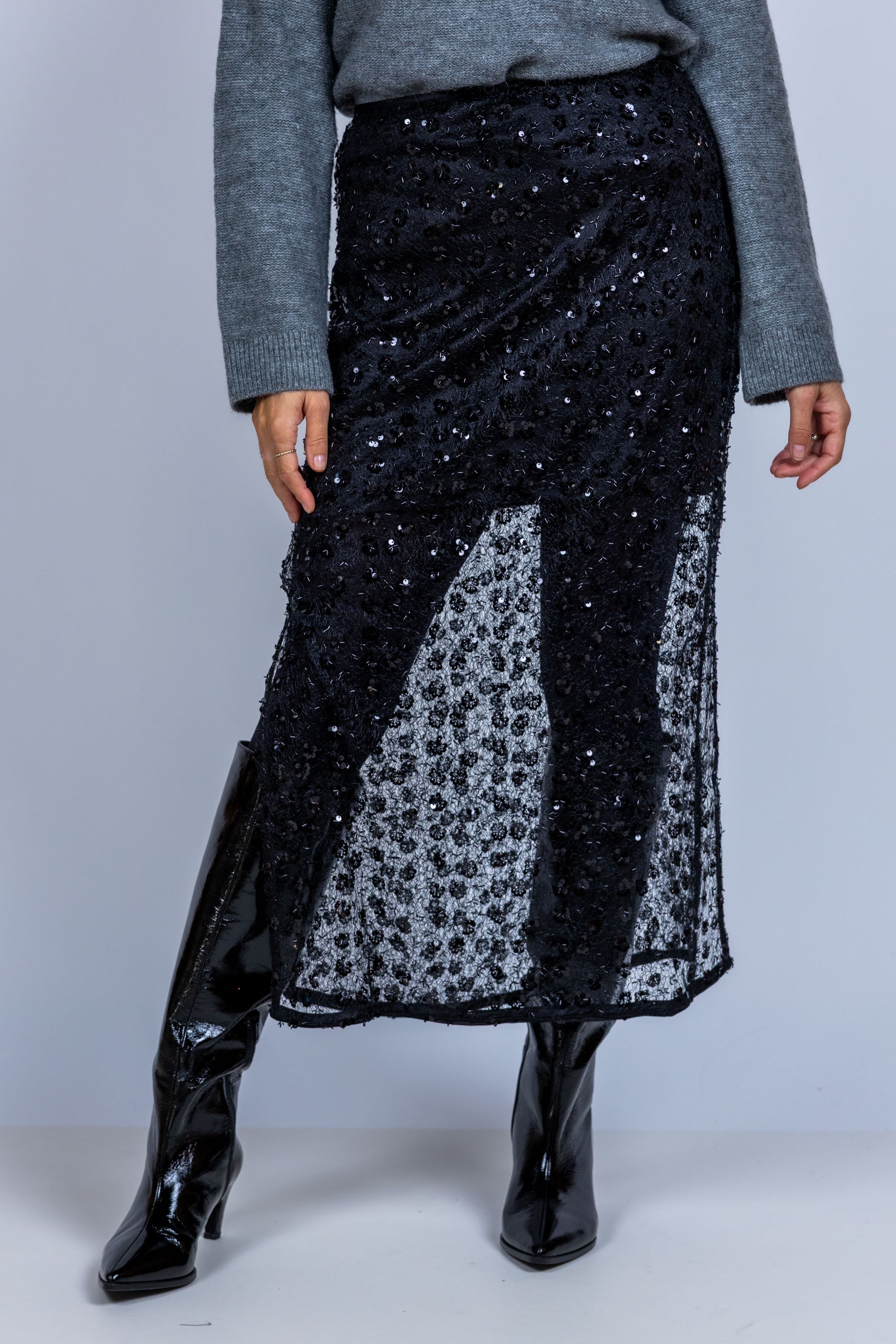 Rok met pailletten - Zwart