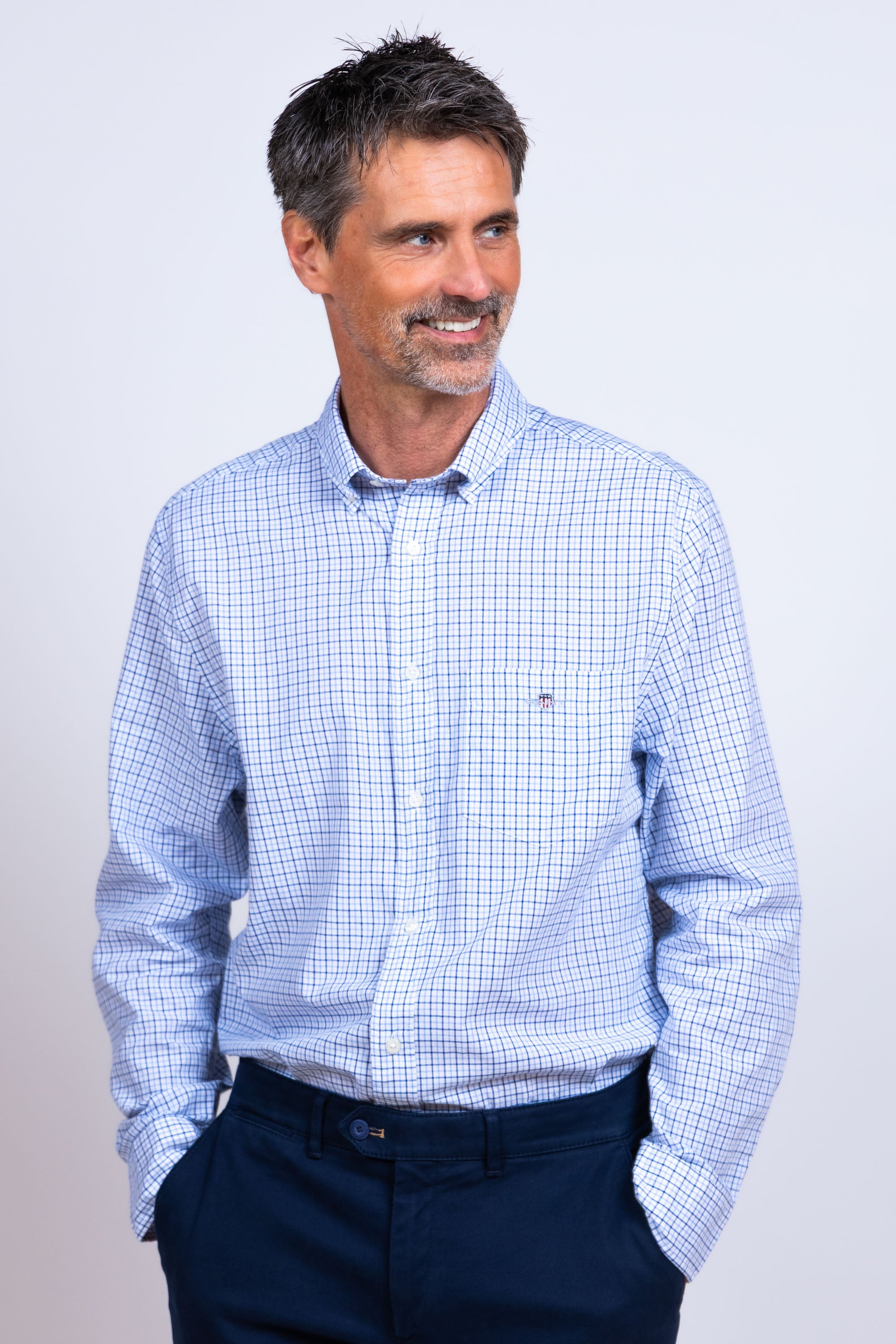 Overhemd met ruitdessin - French blue