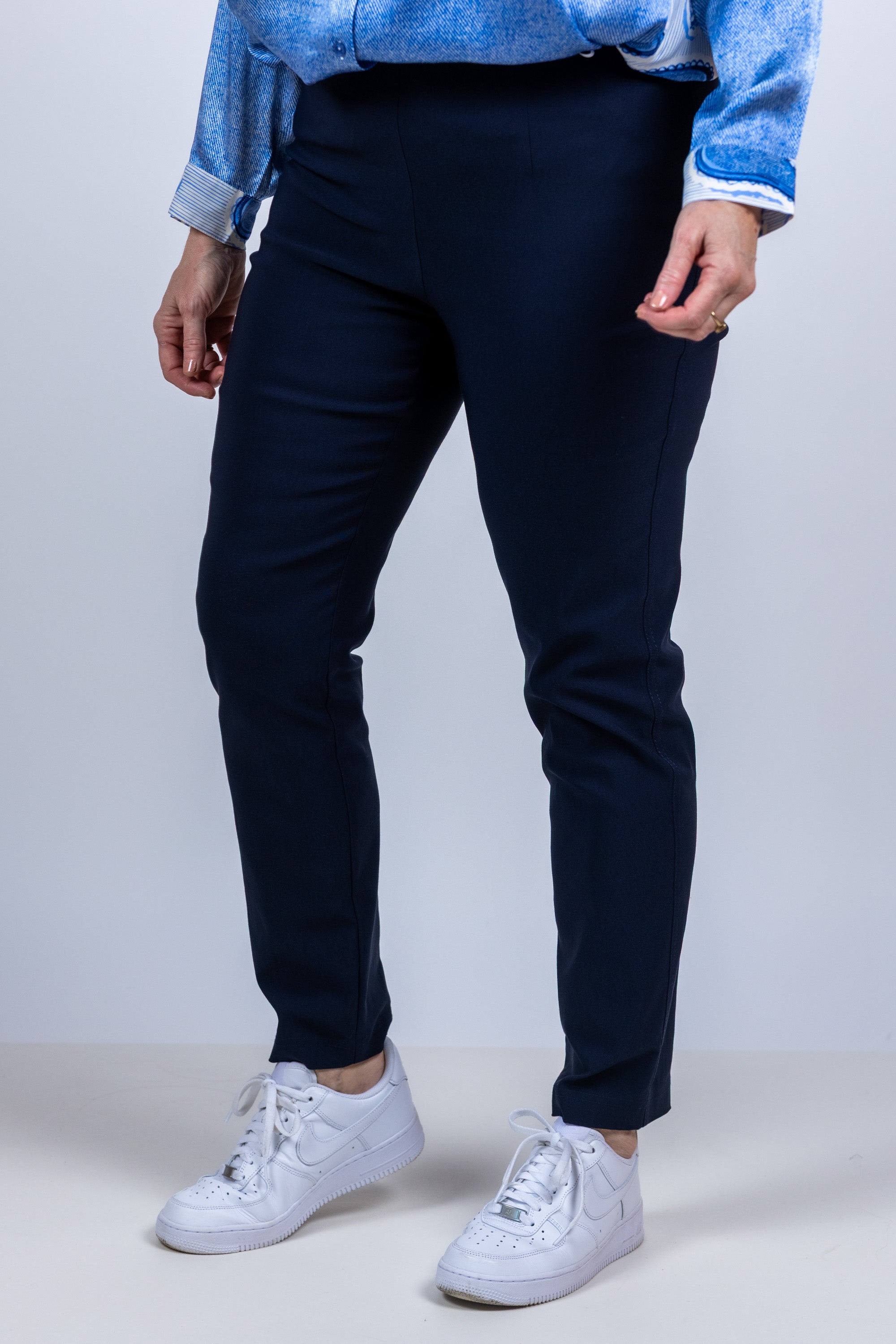 Broek met smalle pijpen - Marine