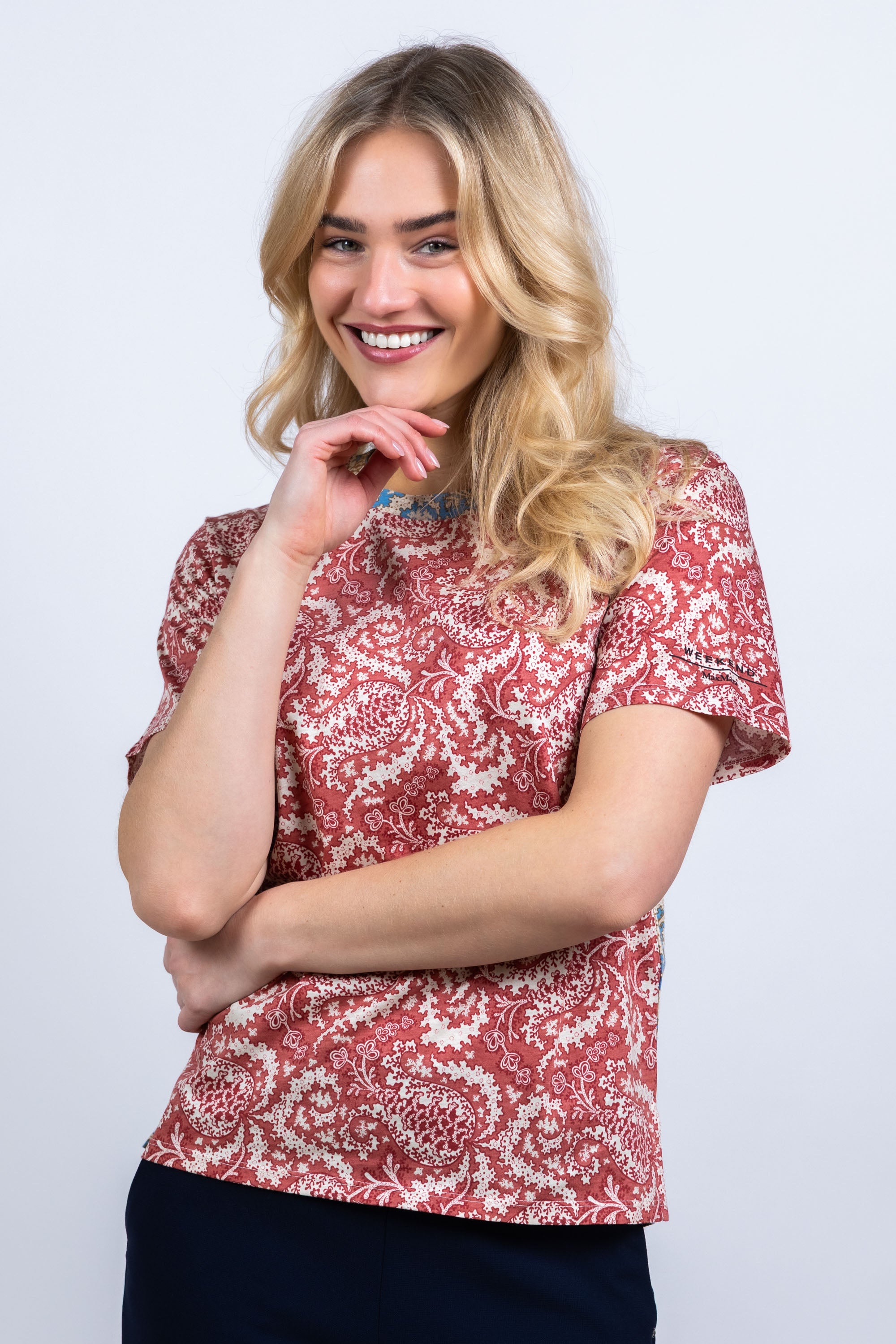 T-shirt met print - Oudroze