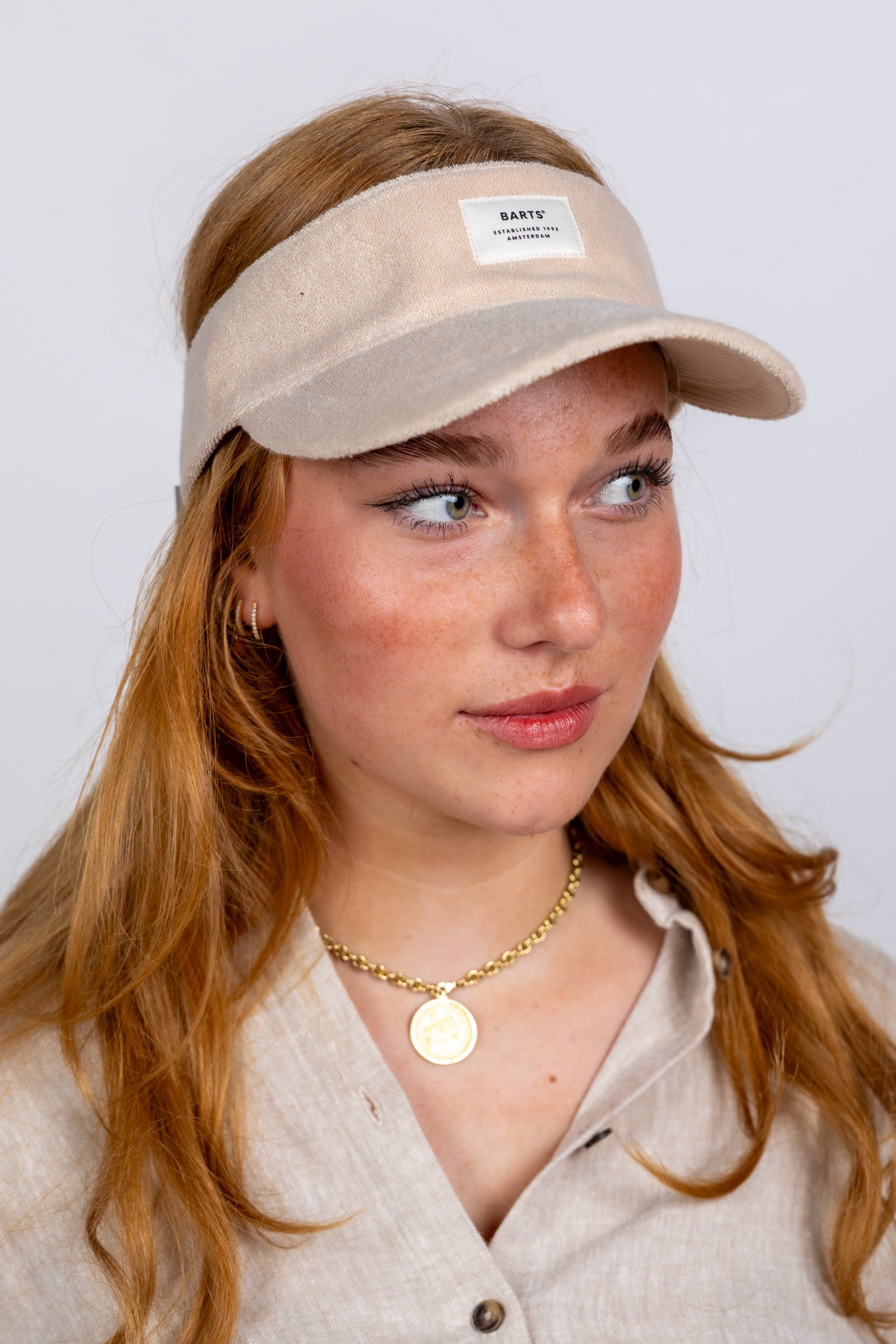 Zonnepet met klep - Ecru