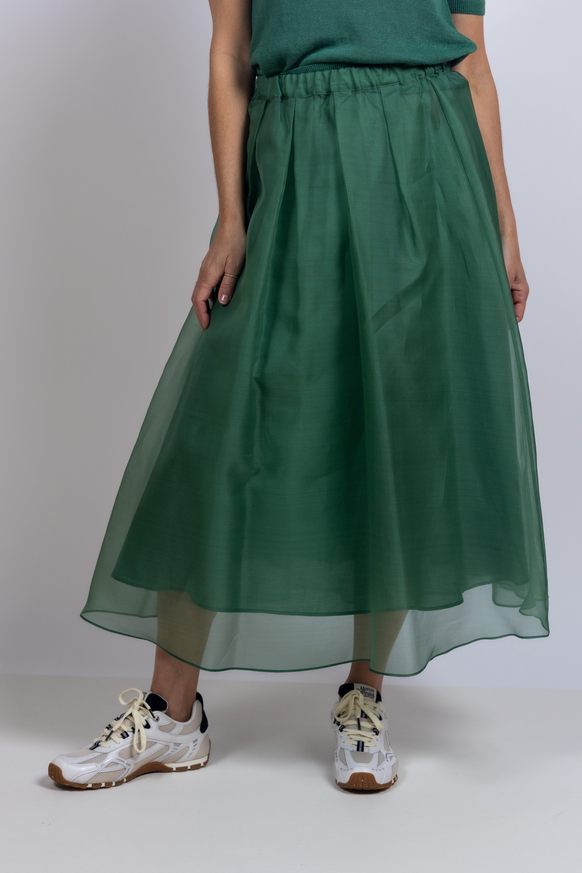 Rok met voile - Flessegroen