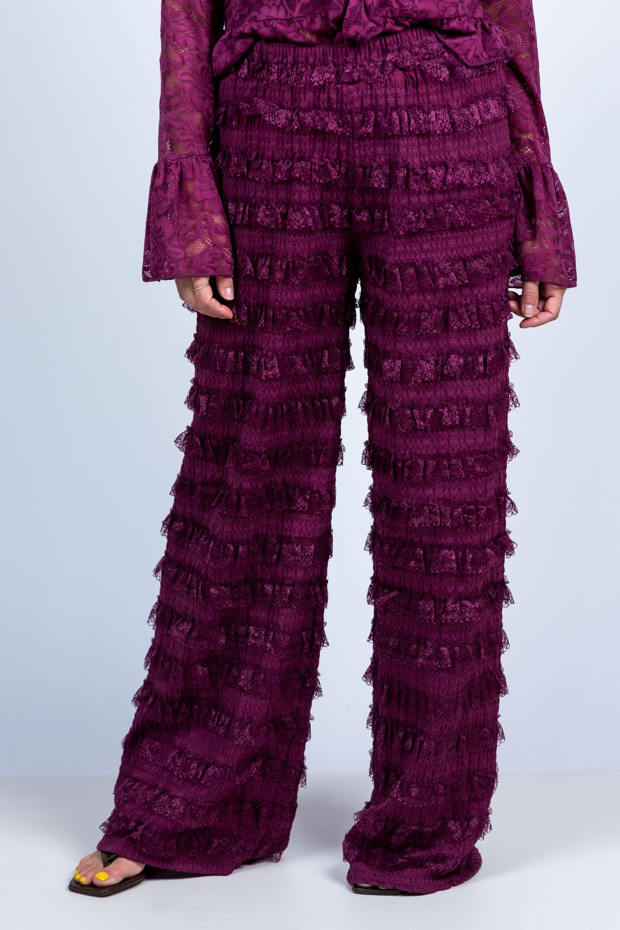 Broek met ruches - Burgundy