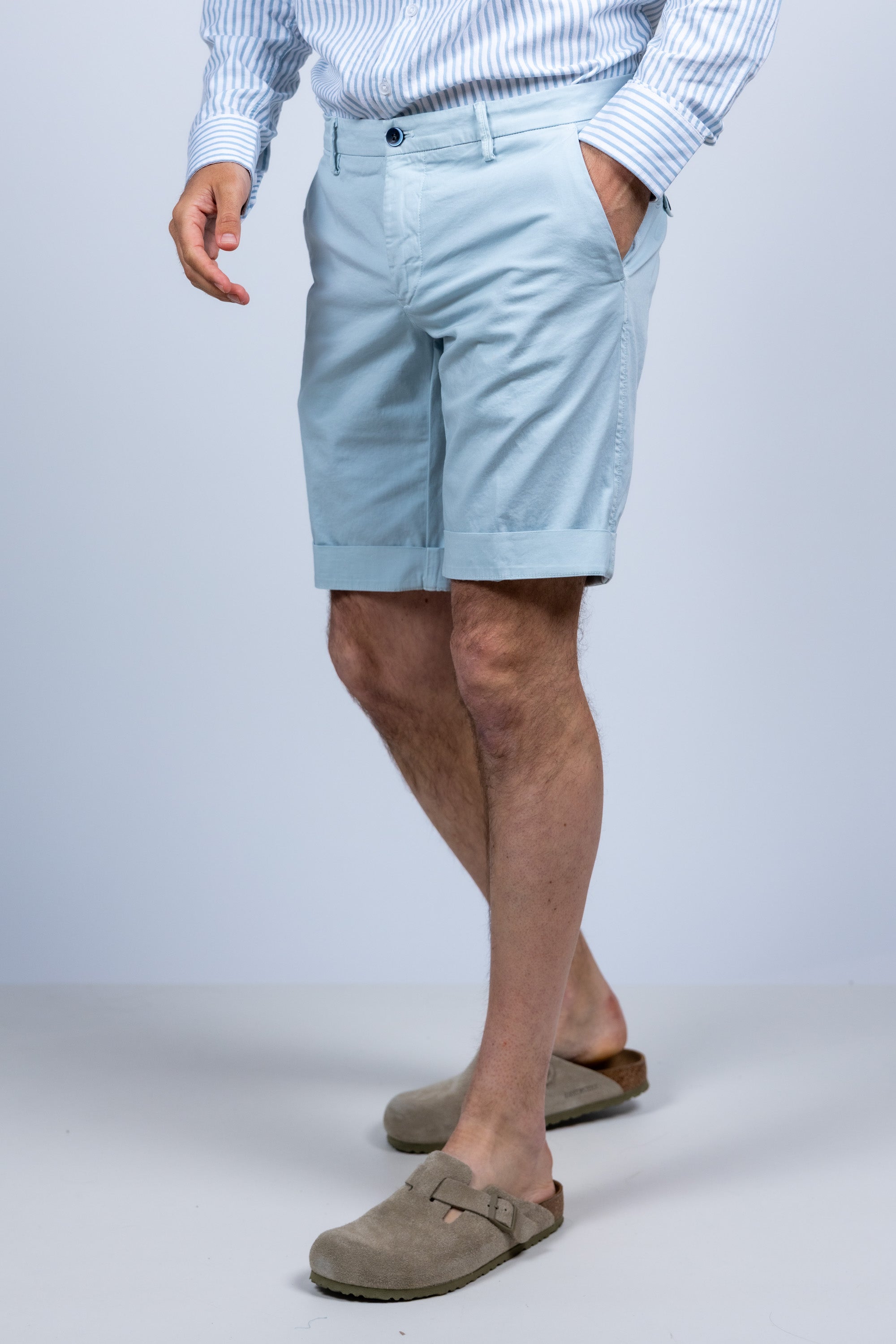 Korte broek met omslag - Bleu