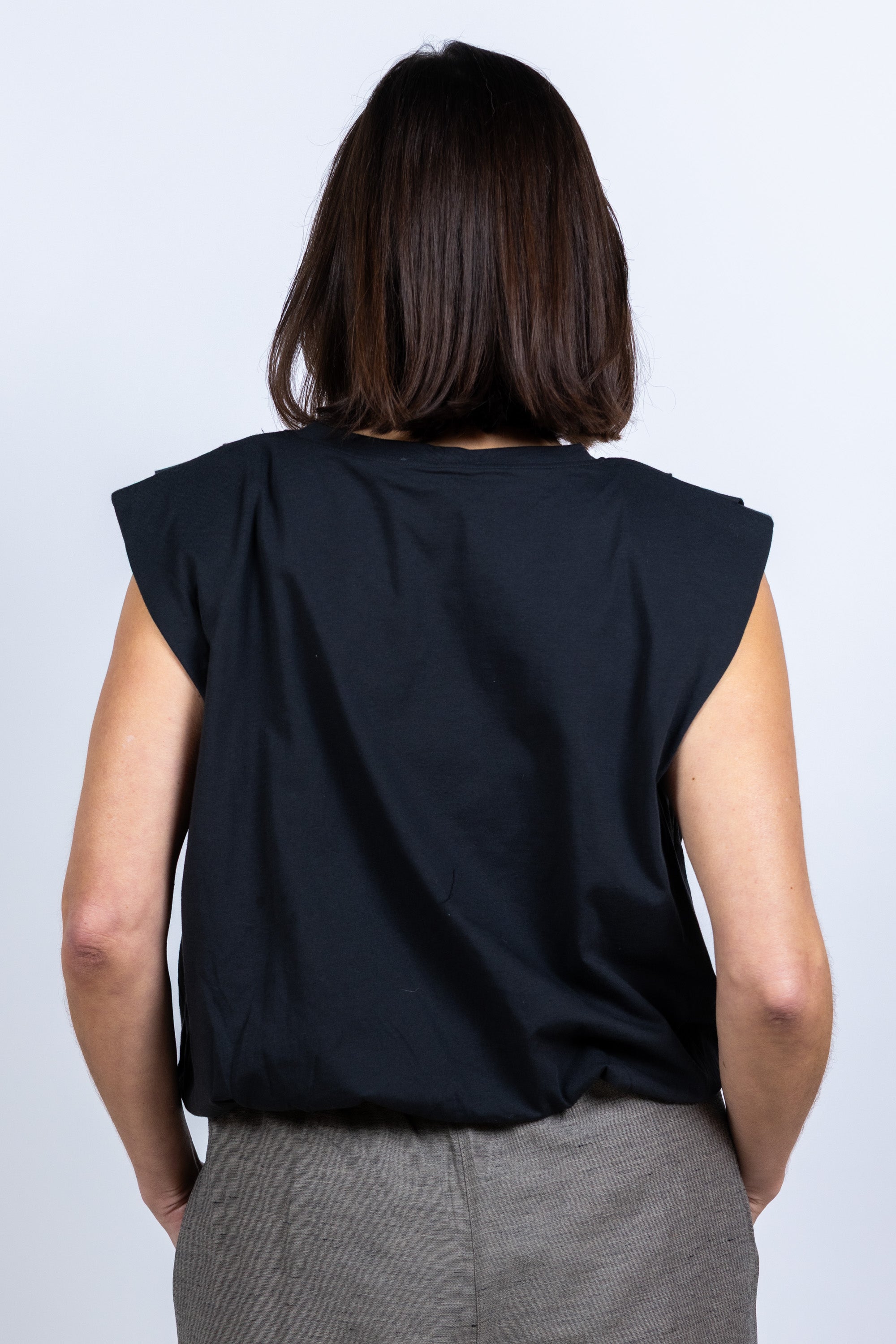 Top met schoudervulling - Zwart