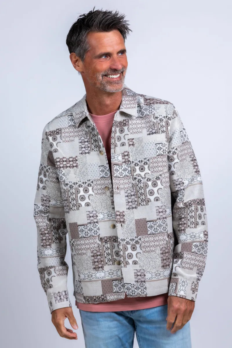 LES DEUX H LES DEUX H 1001514 Jasje met print - Licht taupe