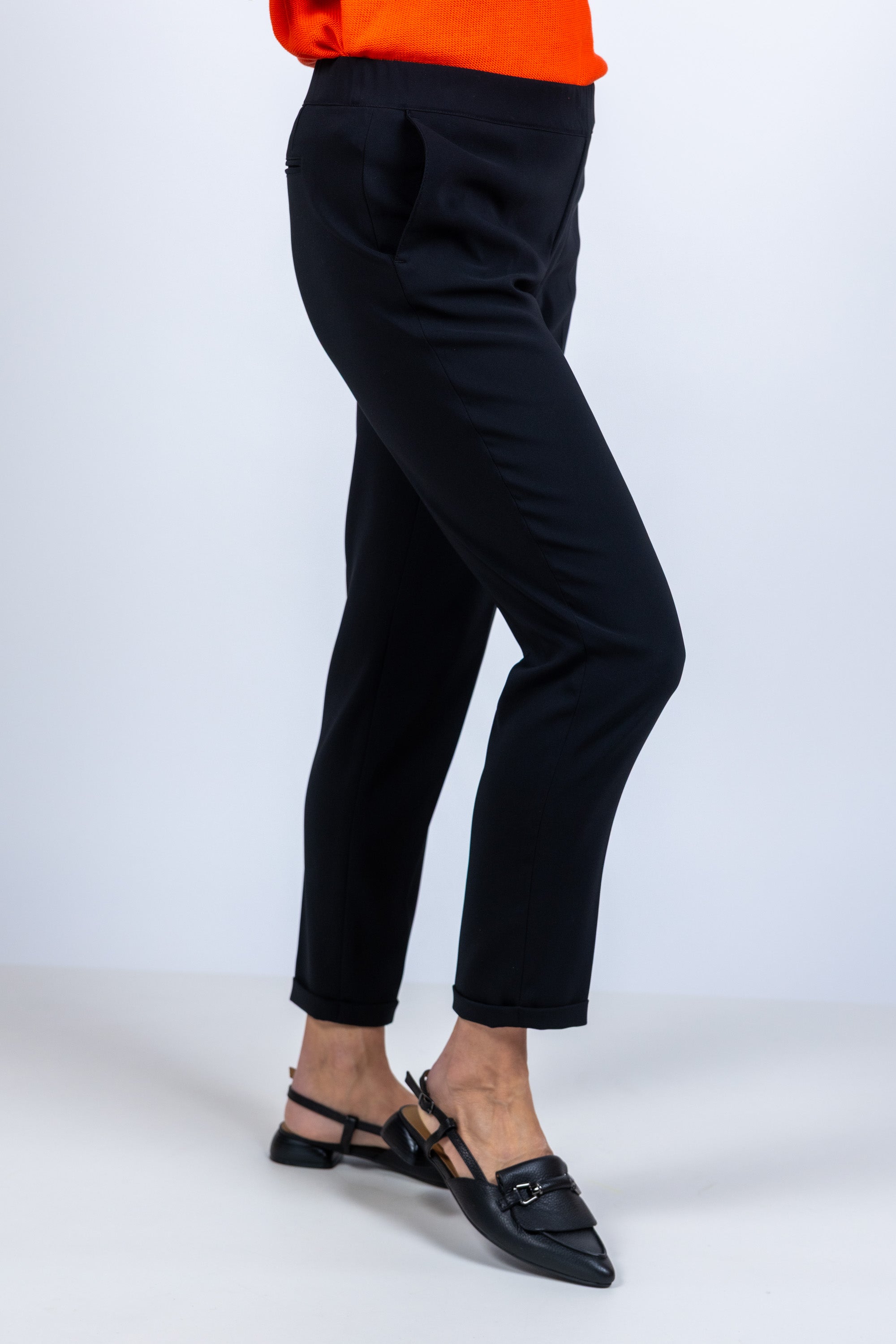Broek met omslag - Zwart