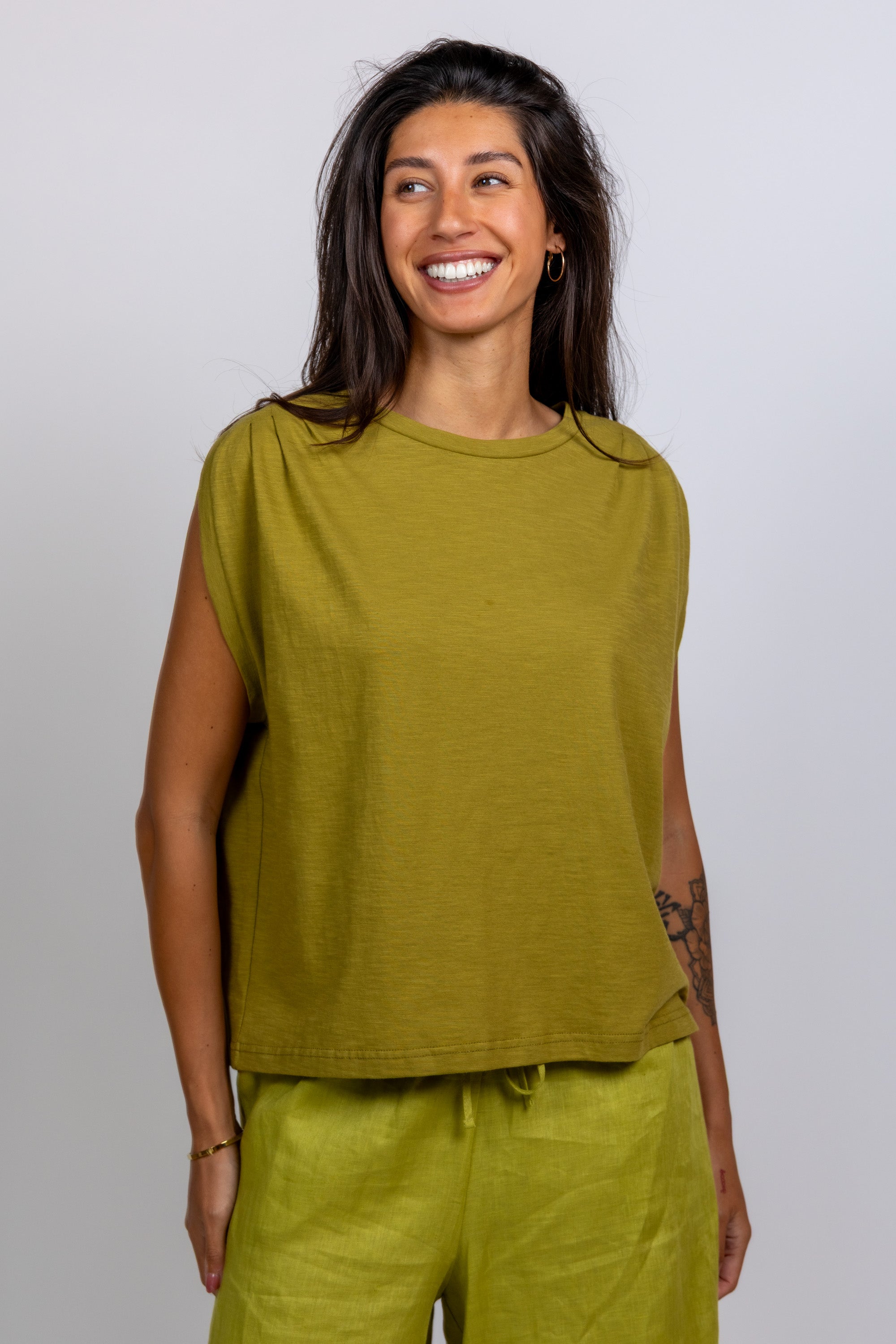 Mouwloze top - Olijfgroen