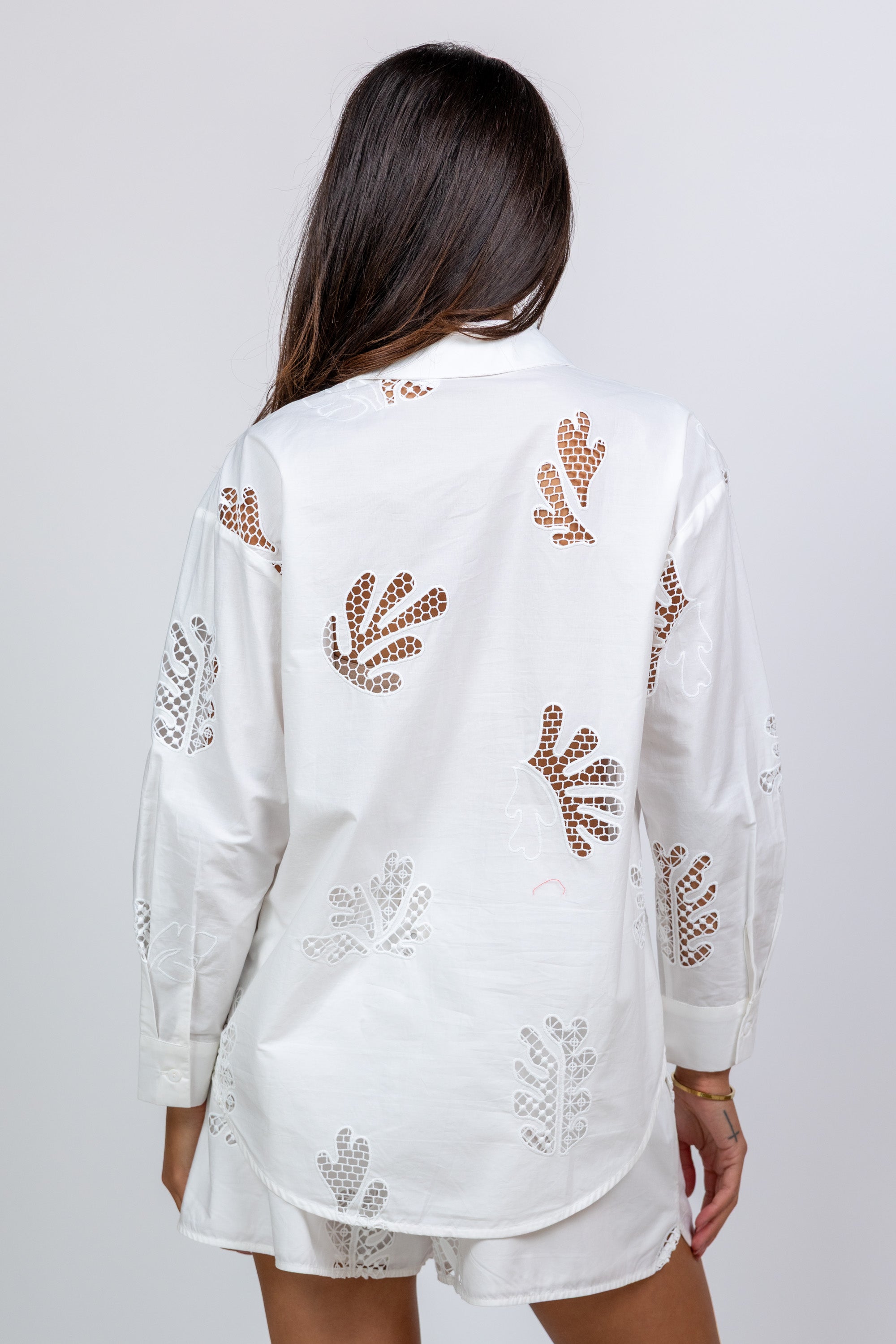 Blouse met opengewerkt patroon - Wit