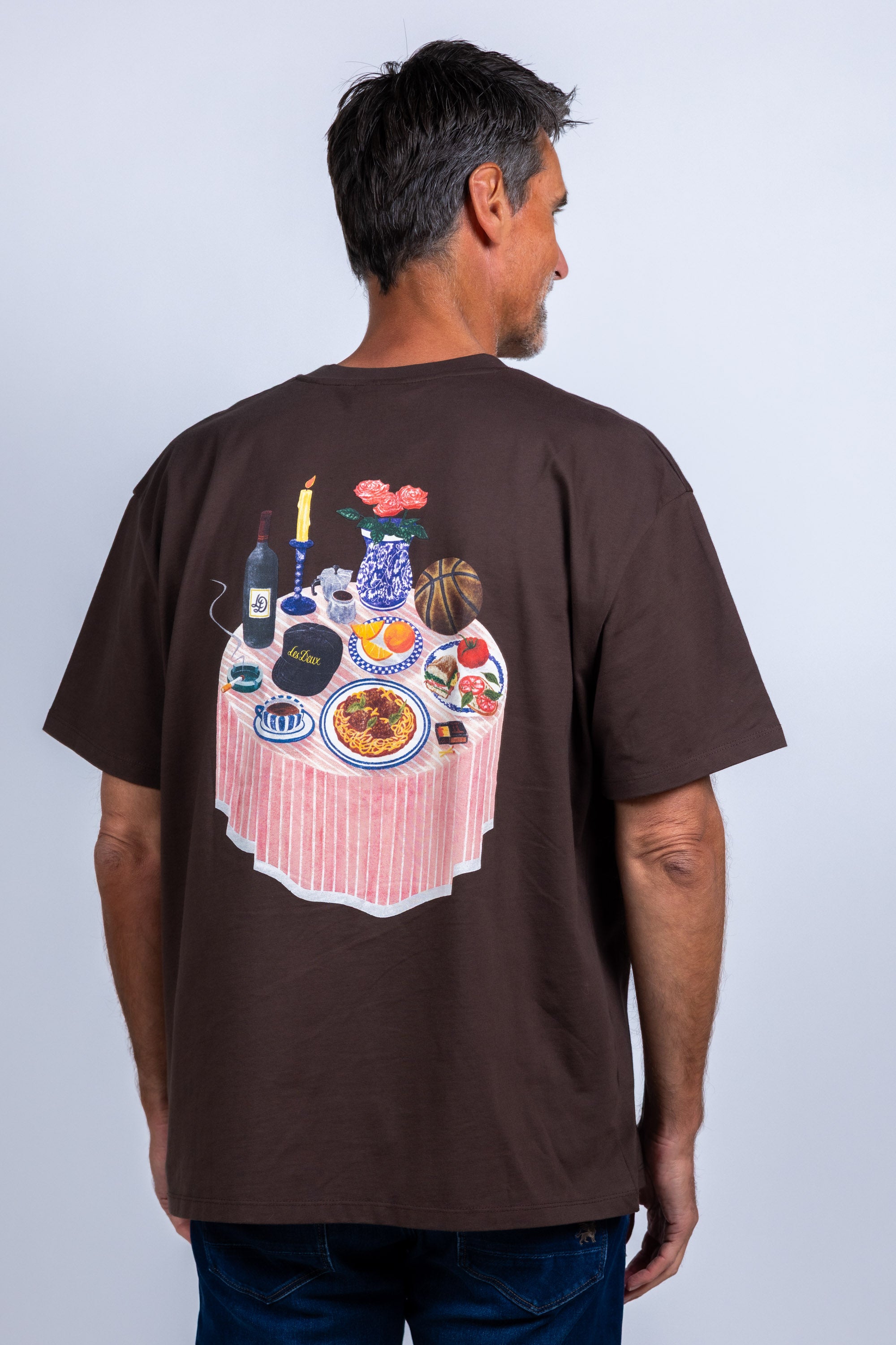 T-shirt met print - Bruin