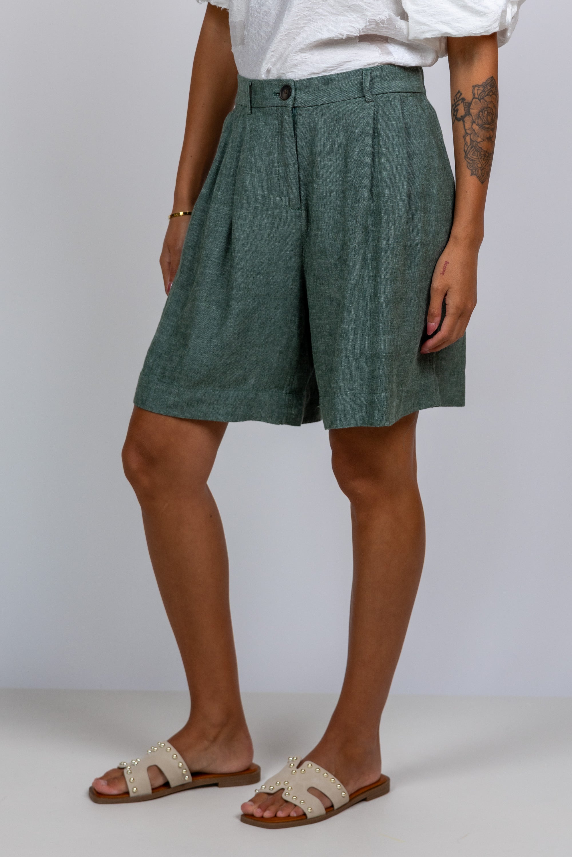 Short met plooien - Mint
